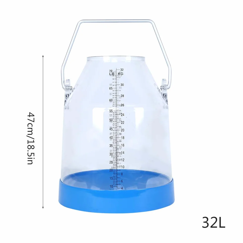 Ordeñadora de Vacas Portátil Transparente de 32 Litros, Cubo para Máquina de Ordeño, Barril, Ordeño Eficiente en Granjas Lecheras, Seguro y Conveniente con Visualización Clara, Compatible con