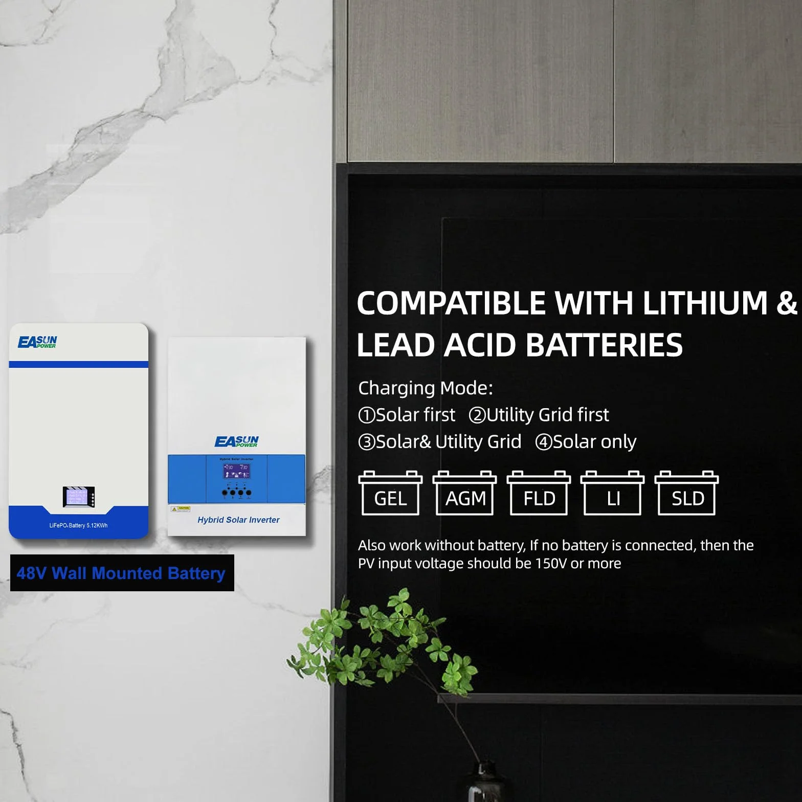 POWLAND Inversor Híbrido de 6200W 48V, Inversor Solar Híbrido 230V AC de Onda sinusoidal Pura Off-Grid, PV 60-500VDC, para batería AGM Gel Litio, con módulo WiFi (SMG II 6,2KW)