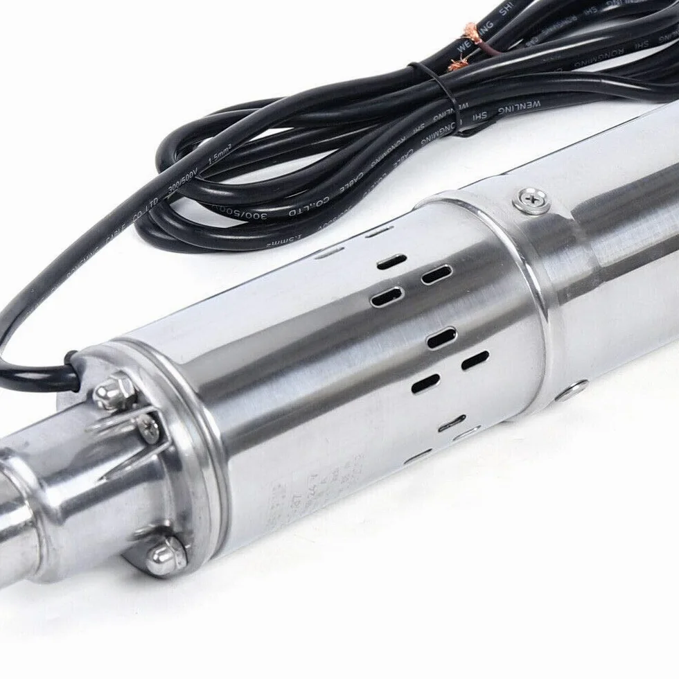 Bomba solar para pozos profundos, DC 24 V, bomba de agua, 370 W, acero inoxidable, sumergible hasta 65 m, 2 m³/h