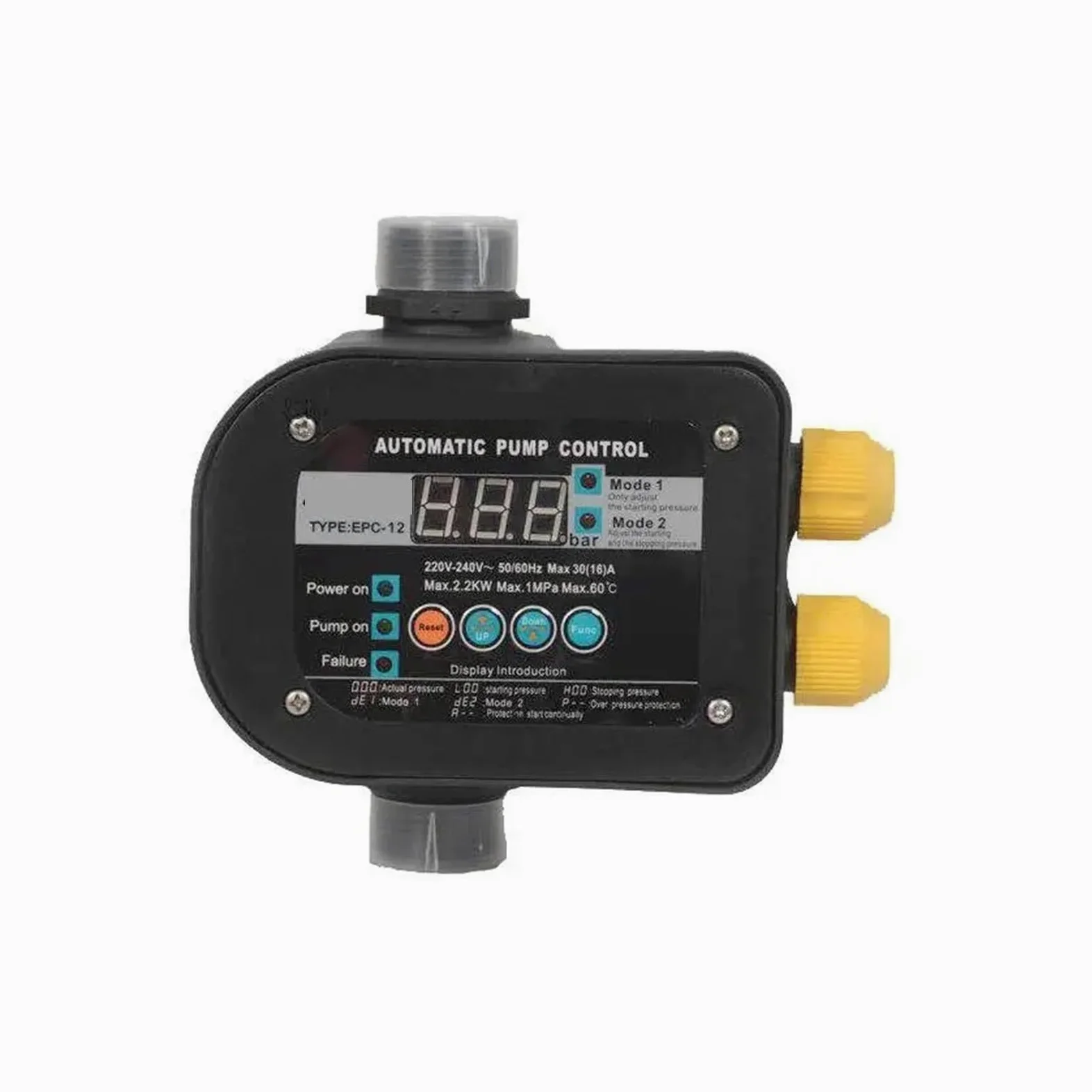 Regulador de presión, Interruptor de control de presión ajustable, bomba hidráulica automática, interruptor de flujo de agua de bomba de refuerzo, controlador de presión electrónico