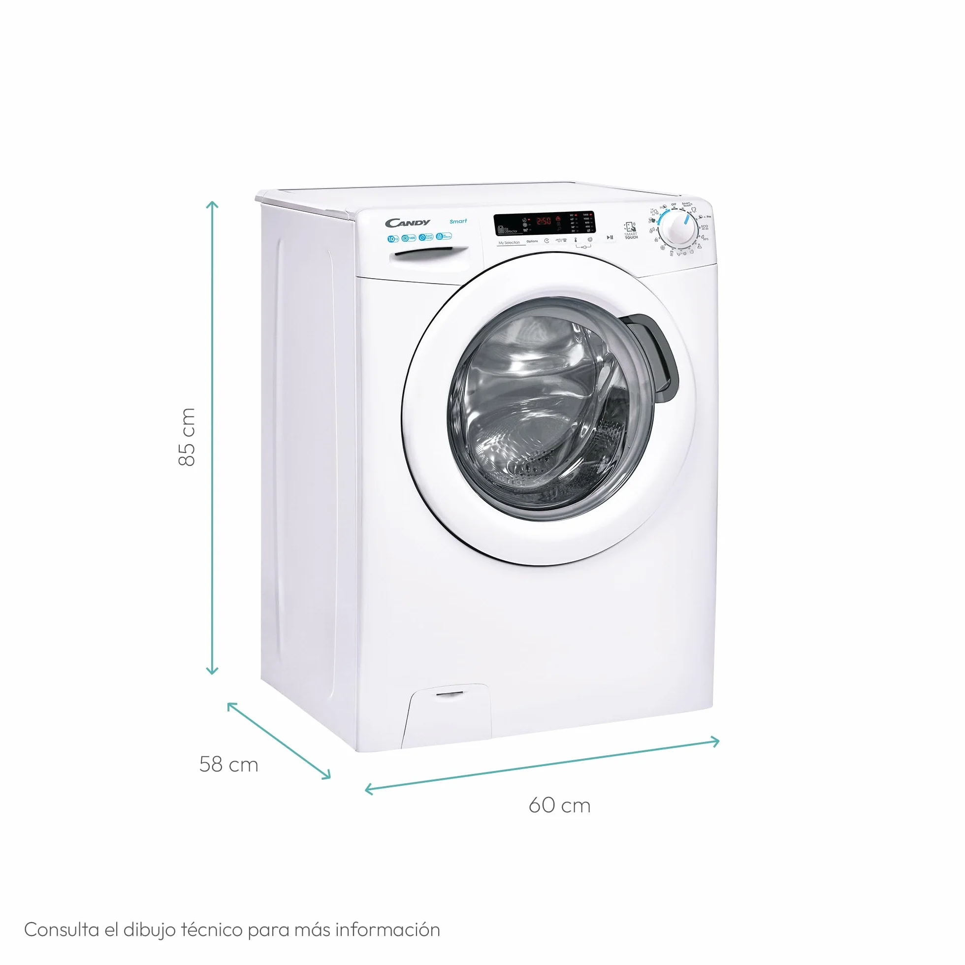 Candy Smart CS 14102DE/1-S Lavadora 10 kg 1400 RPM Pantalla Digital NFC Asistente de Voz Blanco