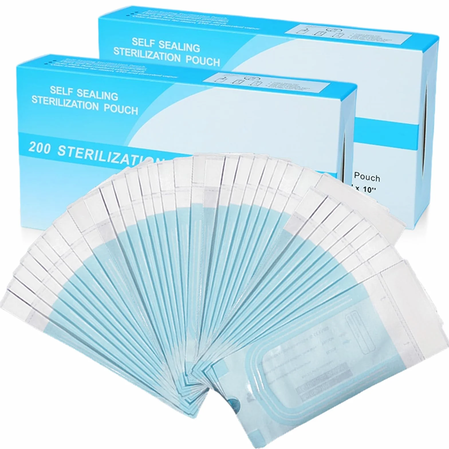 Bolsas de Esterilización Autoadhesivas 135 mm x 260 mm, 400 Unidades para Limpieza, Tatuajes y Manicura