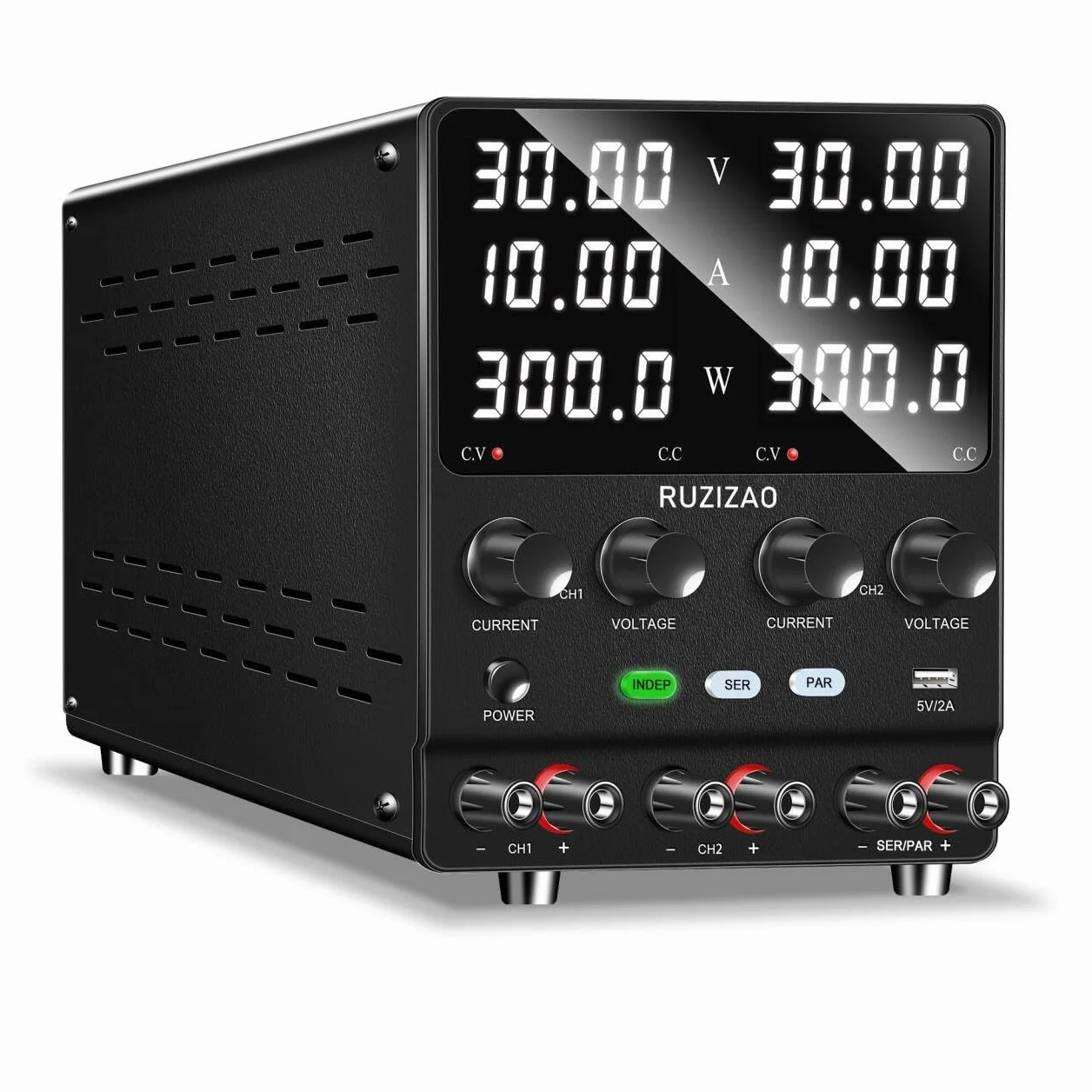 4 en 1 Fuente de Alimentación 30V 10A, Corriente y Potencia de 4 Dígitos Conversión Serie/Paralelo 30V 20A/60V 10A Fuente de Alimentación de Alta Potencia Ajuste del Codificador