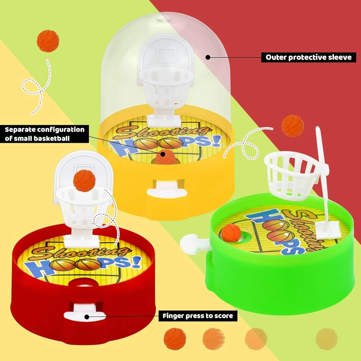 Mini Baloncesto de Mesa Juego de Disparos 20 Piezas, Portátil Juguete de Baloncesto para Estrés Regalos Niños