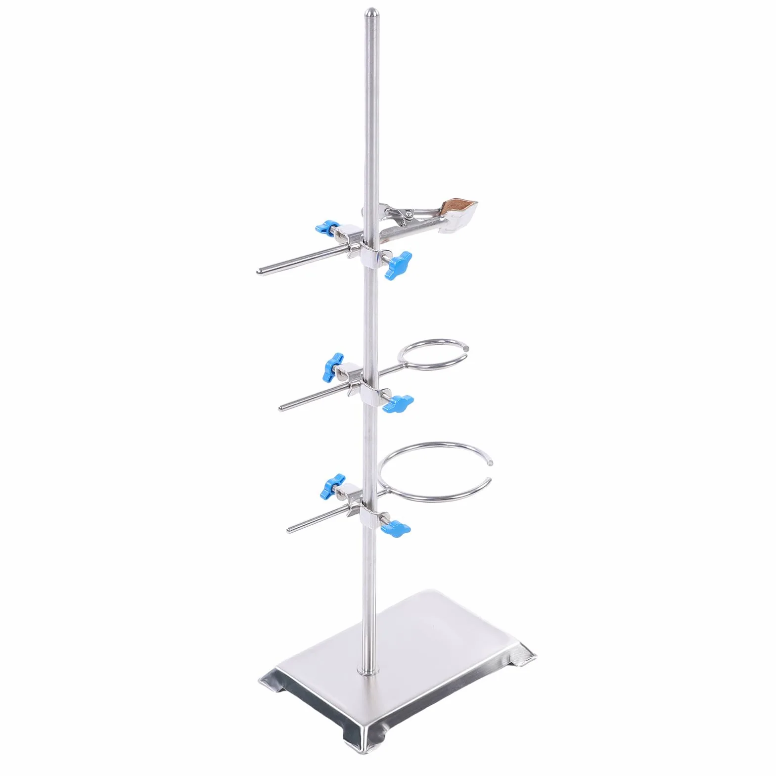 Juego de Soporte de Laboratorio de Acero Inoxidable con Base Acolchada, Abrazadera para Matraz, Abrazaderas para Bureta para Experimentos de Filtración y Calentamiento de