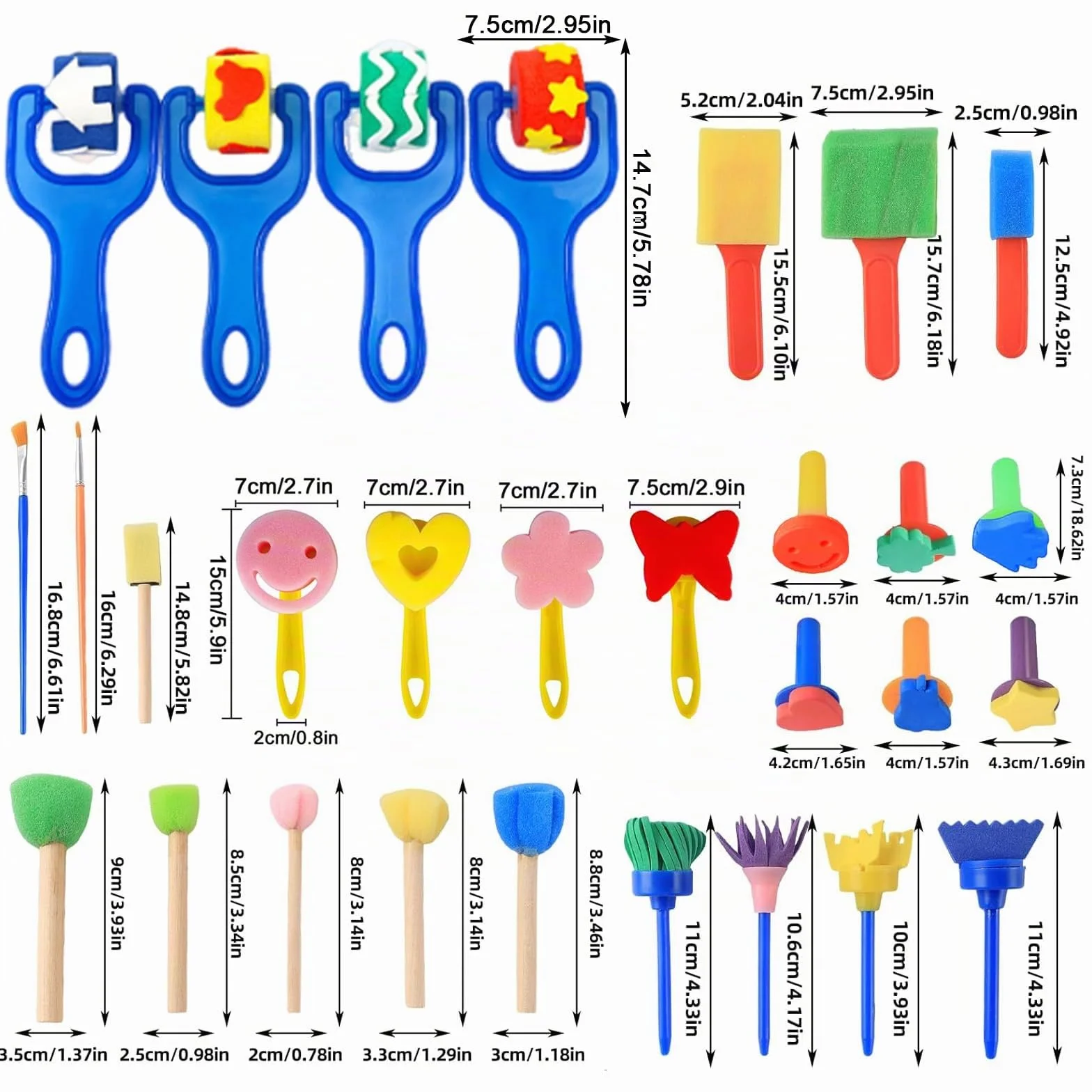 Set de 30 Kit Pintura Niños, Pincel, Esponja para Pintar, Herramientas de Pintura Manual DIY