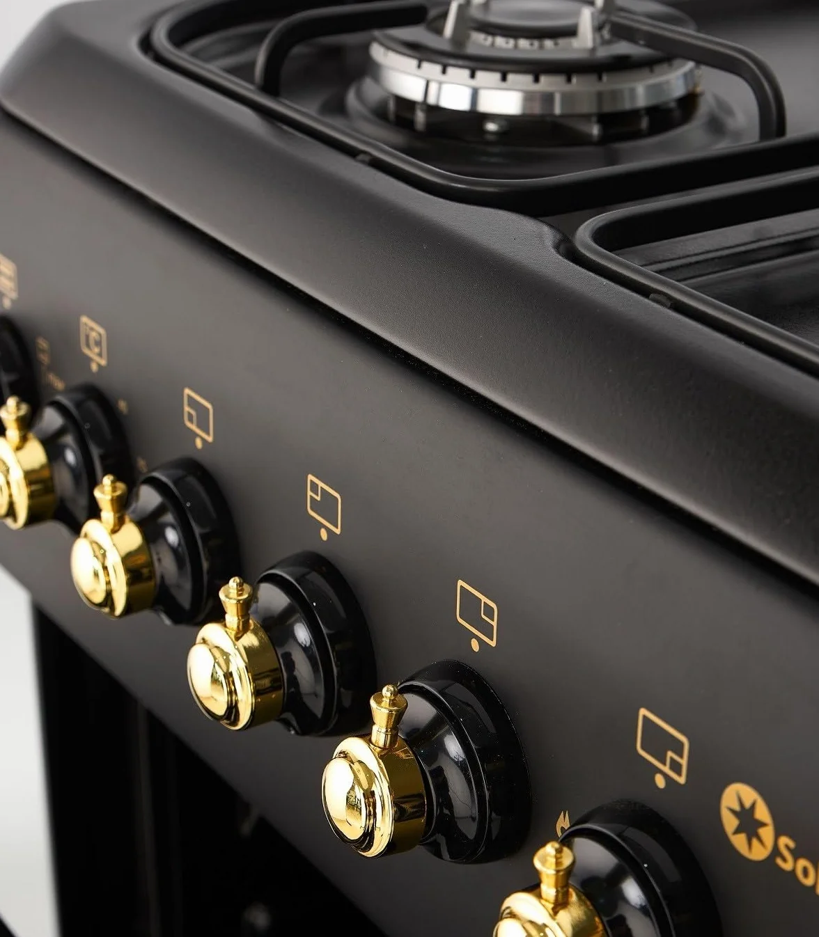SOLTHERMIC F6S40G2 Cocina Gas Negra Rústica 60 cm 4 Fuegos Encendido Automático Butano Ciudad