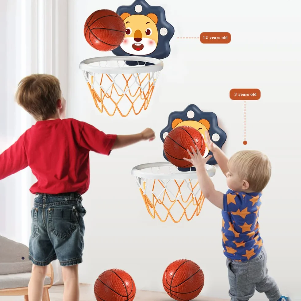 Mini Cesta de Baloncesto de Pared de Interior con Bola y Bomba para Niños 3+