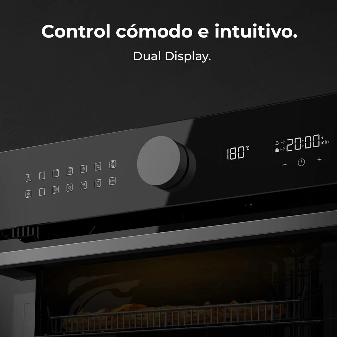 Cecotec Horno Integrable Pirolítico 73L Bolero Hexa P516000 Glass Black 3250W 14 Funciones Dual Display Airfryer Master Convección