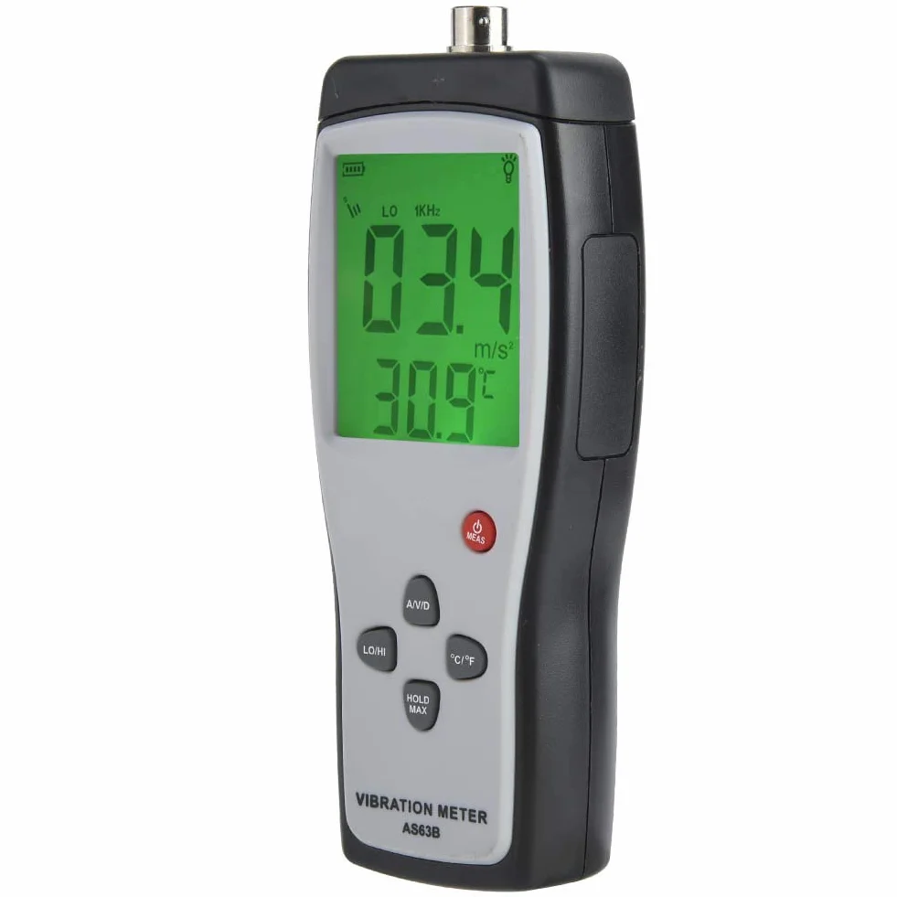 Medidor de Vibración LCD, Medidor Vibrómetro, Analizador, Probador de Vibración AS63B