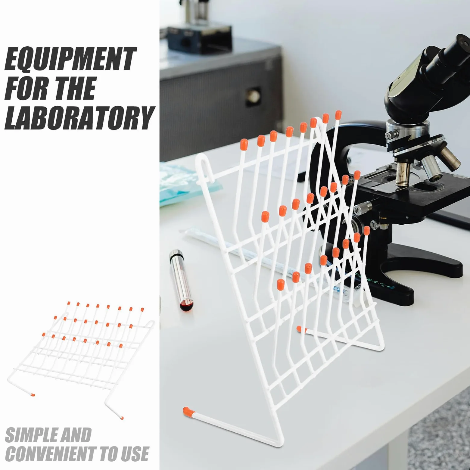 IMIKEYA Soporte de Laboratorio para Tubos de Ensayo Blanco de Hierro, Ligero y Fácil de Transportar, Adecuado para Uso en Escuelas y Universidades