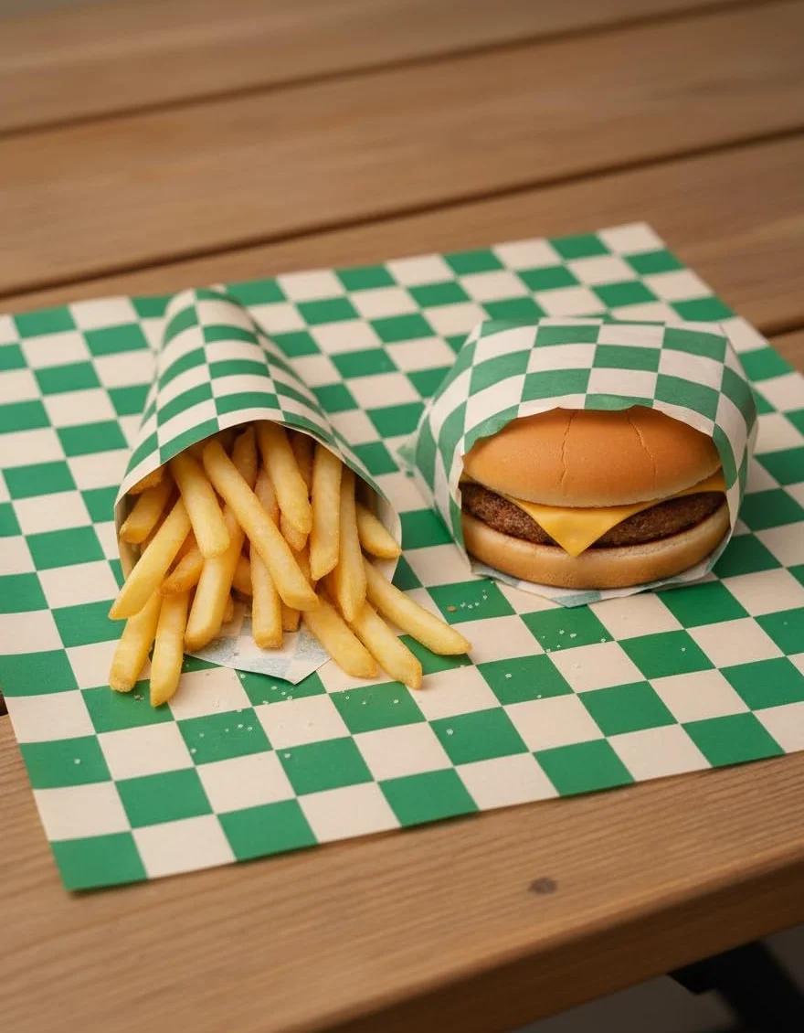 Papel Antigrasa para Alimentos Kraft a Cuadros 100 Unidades 31x20 cm Verde