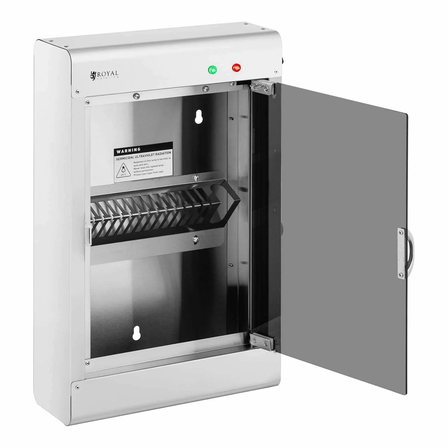 Royal Catering Esterilizador UV Para Cuchillos RC-KSSS201 (Para 14 cuchillos, Carcasa de acero inoxidable y puerta de vidrio acrílico, Temporizador 60 min)
