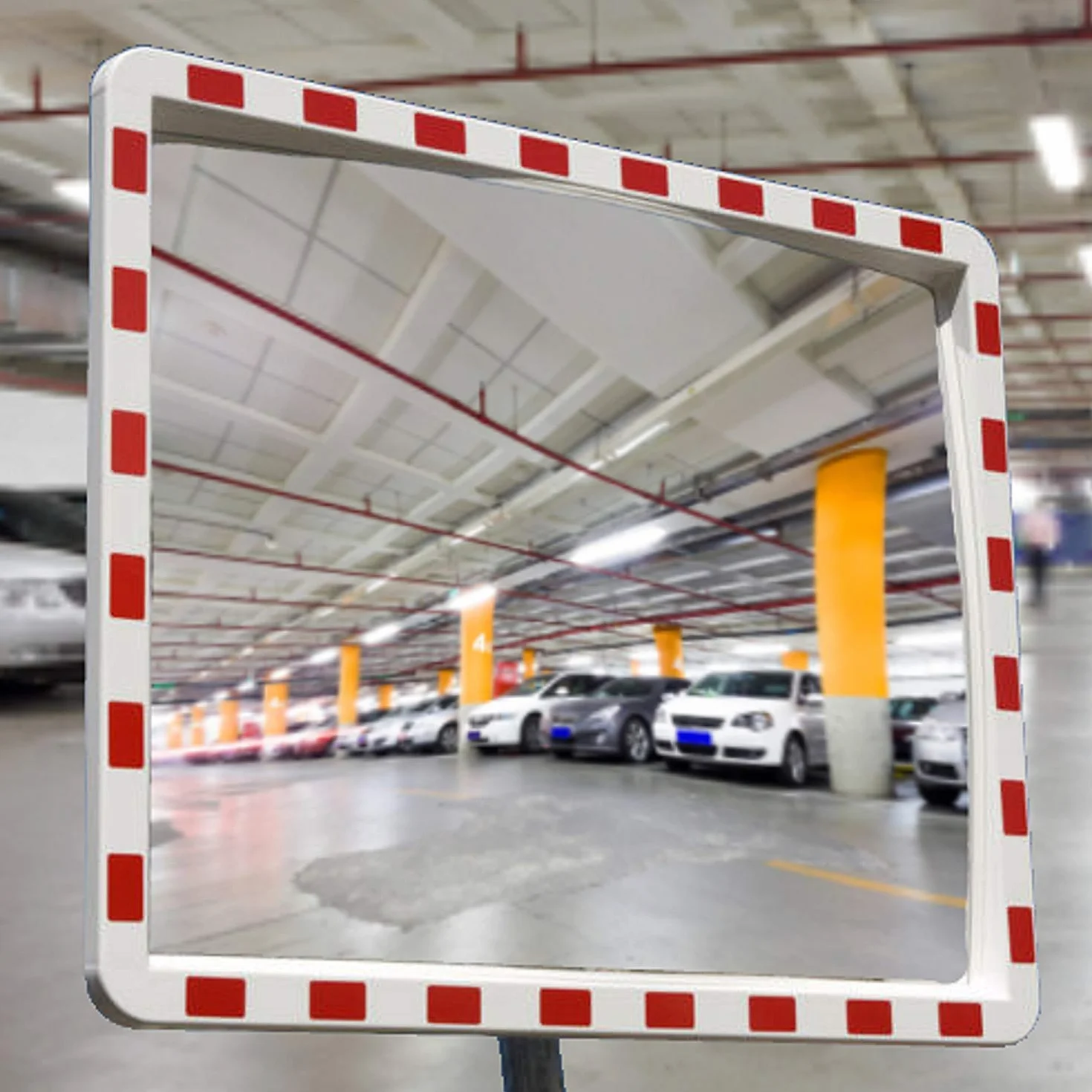 Espejo de tráfico profesional con reflectores, convexo, de seguridad (40 x 60 cm) con junta