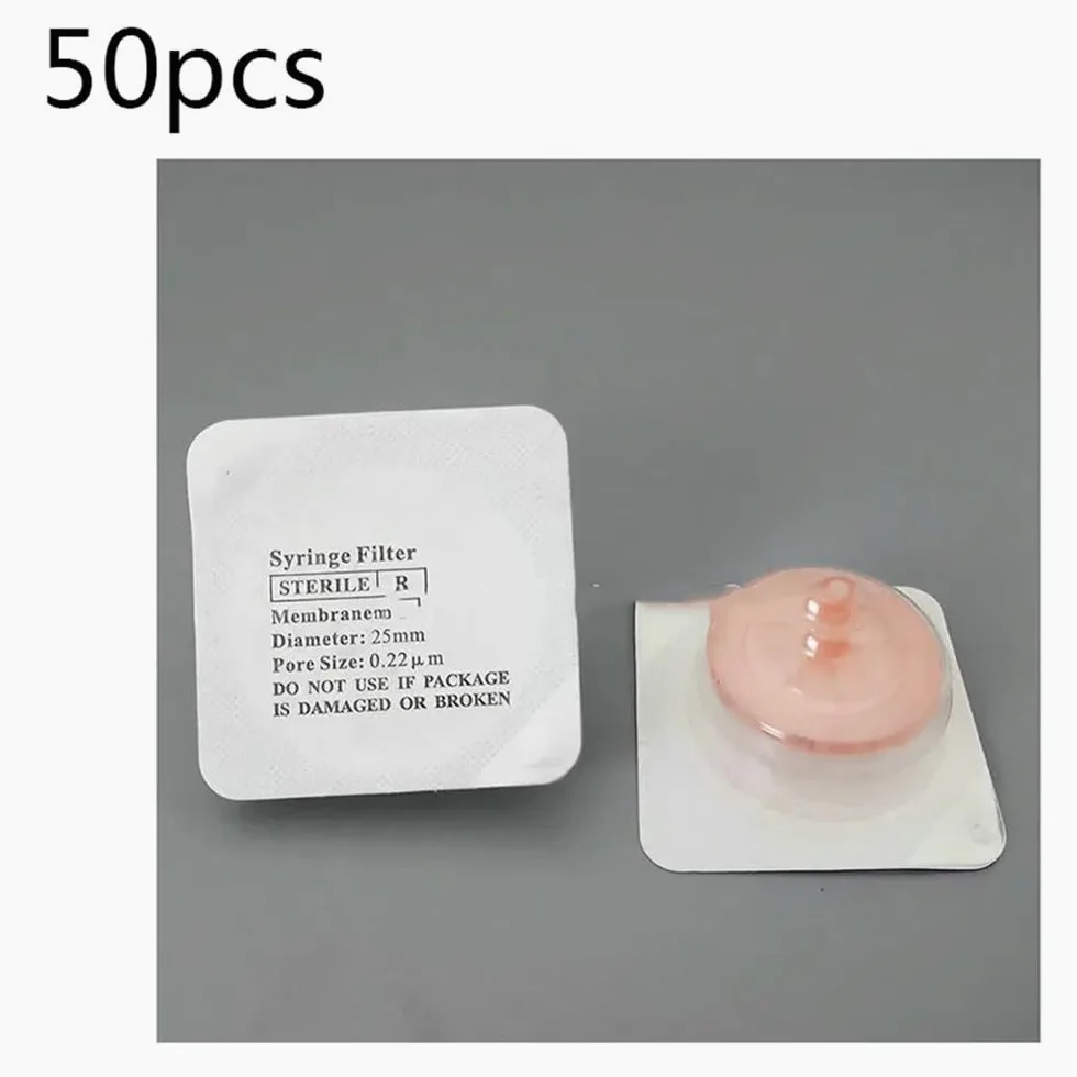 Cristalería de Laboratorio Lote de 50 unidades de membranas de nailon/PES/PTFE con apertura de 0,22 um/0,45 um y filtros de 13/25/33 mm.(25mm 0.45um Nylon)