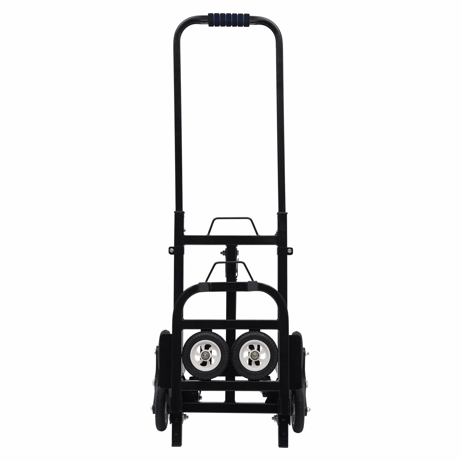 Carretilla de mano plegable para escalones, hasta 150 kg, chasis de tres ruedas, con mango extralargo (longitud ajustable 73-114 cm) para carretilla de transporte