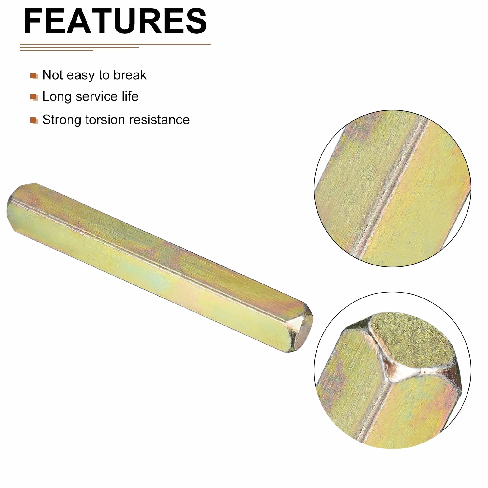 Eje Para Manija Puerta 60mmx8mm Cuadrado Hierro Dorado 1 Paquete