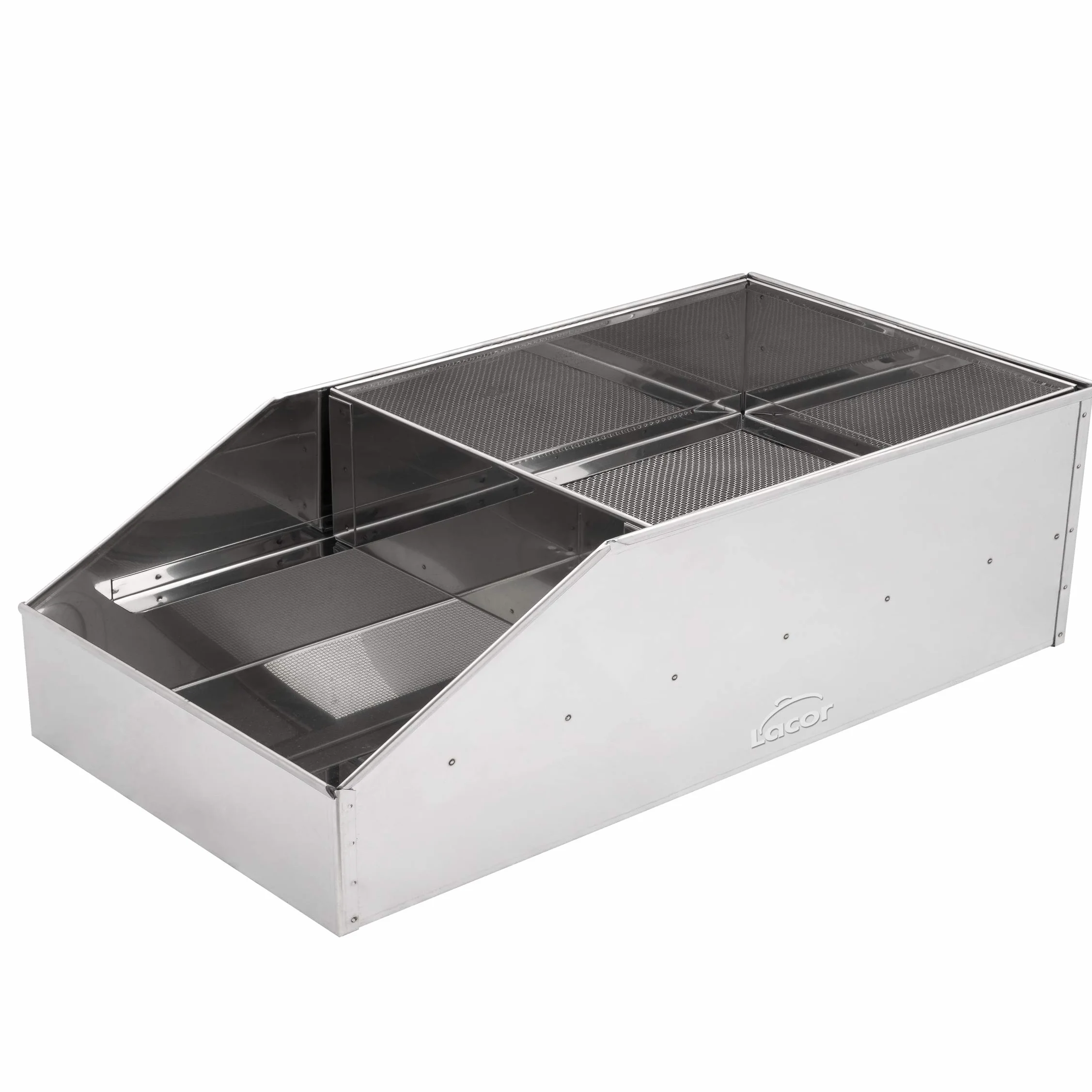 LACOR 50450 Harinero de Acero Inoxidable, Tamizador de Harina, Ideal para harinar o empanar Alimentos, Fácil Limpieza, para Cocinas Profesionales, Plata, 18 x 50 x 26.5 cm
