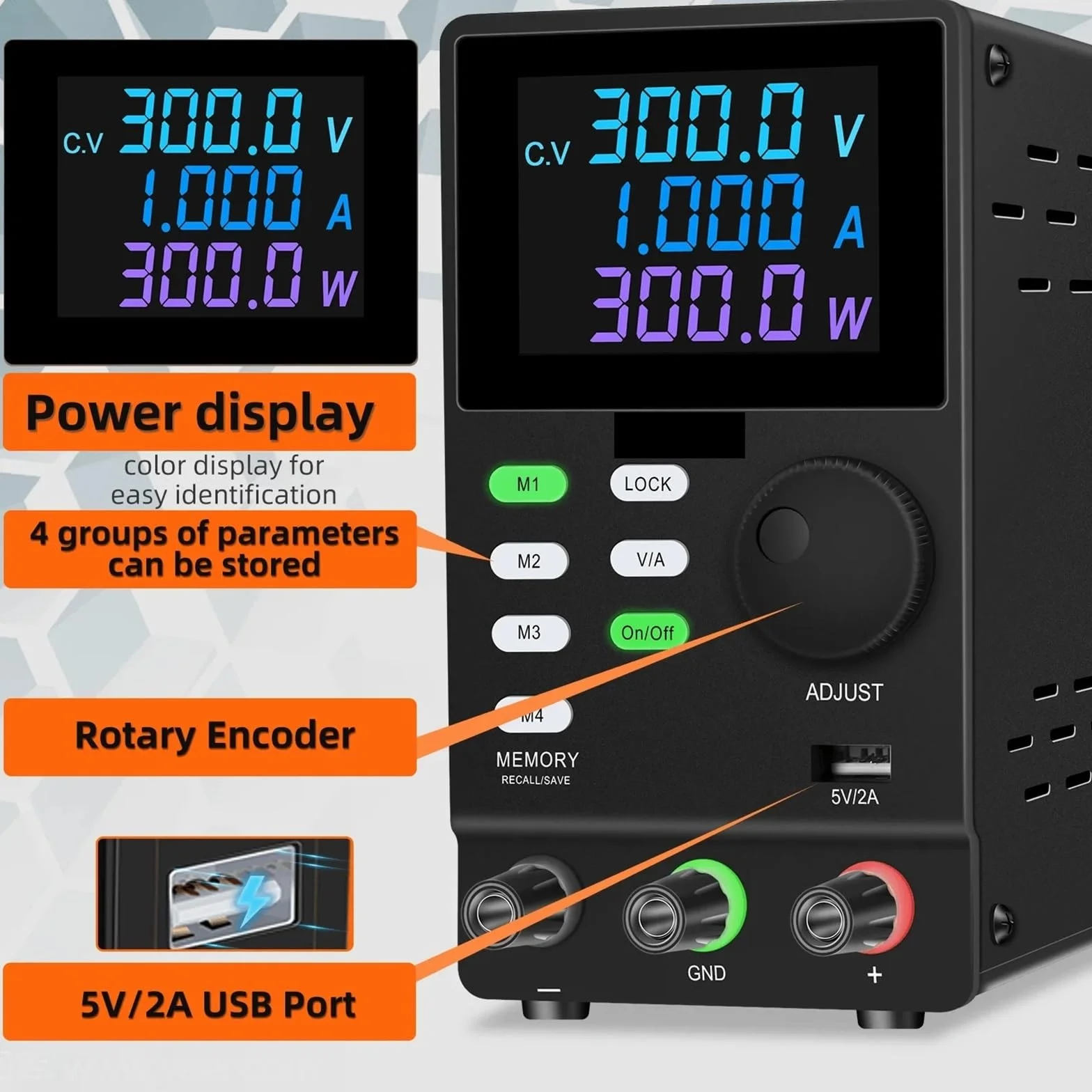 Fuente de Alimentación, Fuente De Alimentación De Banco De Laboratorio Regulada, Programable Y Ajustable Con Almacenamiento De Memoria De Software RS-232 For PC(SPPS-3001D-232)