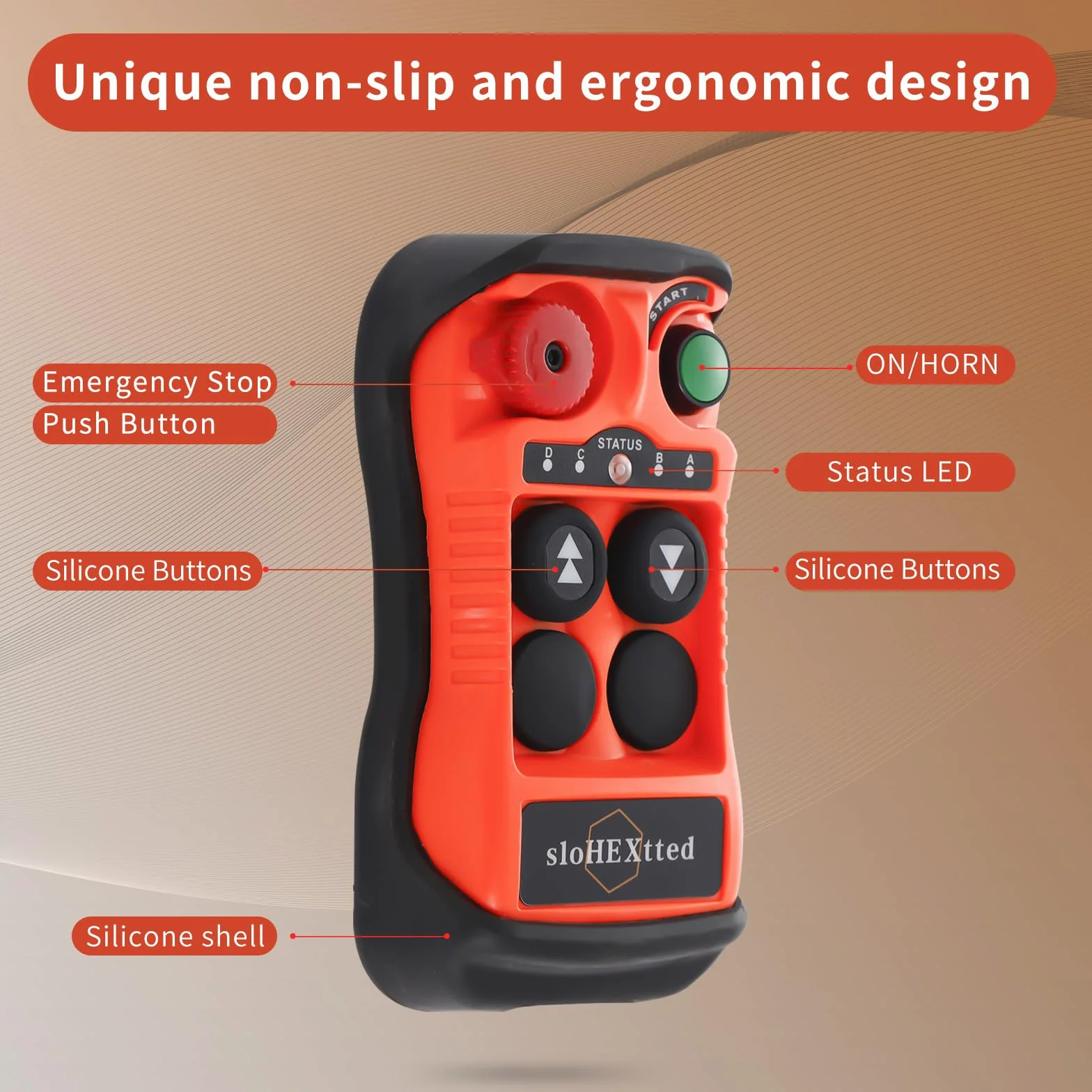 Control remoto industrial inalámbrico de 10 botones para grúa y polipasto eléctrico 28-465V | Mando radio para polipasto eléctrico de cadena y puente grúa, emisor y receptor con botón de parada de emergencia.
