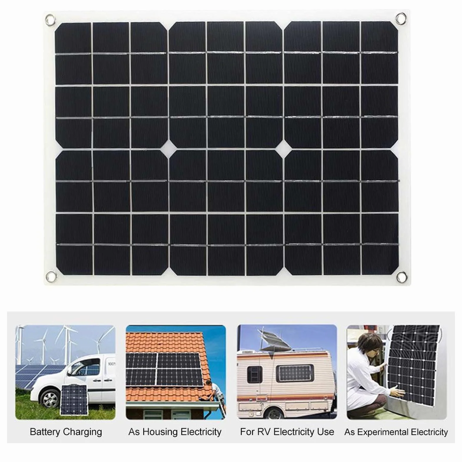 DADEA Kit de Panel Solar, Kit de Sistema Solar Doméstico de 300 W, Inversor de 12 V a 220 V, Panel Solar de 18 W 18 V con Controlador, Sistema de Generador Solar para el Hogar