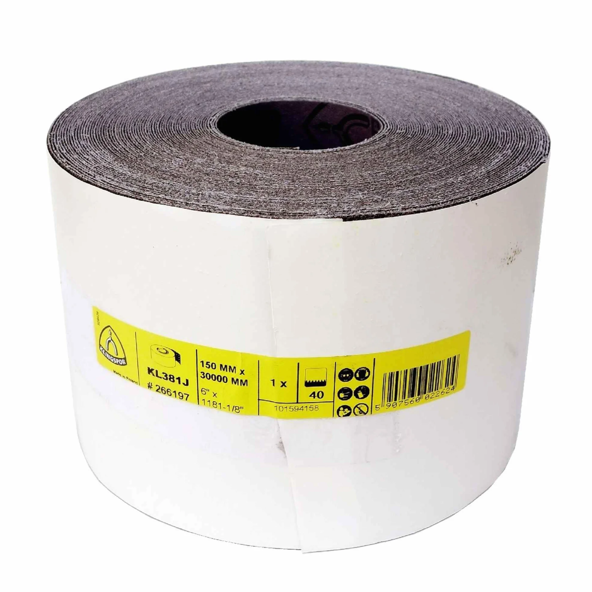 Rollo de lija 150 mm tejido abrasivo flexible P120 longitud 5 m para madera y metal