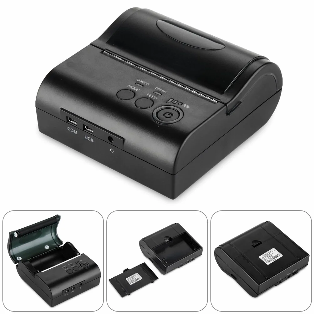 Excelvan - 80mm Bluetooth Inalámbrica Impresora Térmica de Recibos y Tickets, Interfaz de USB, Comandos en STAR / ESC / POS