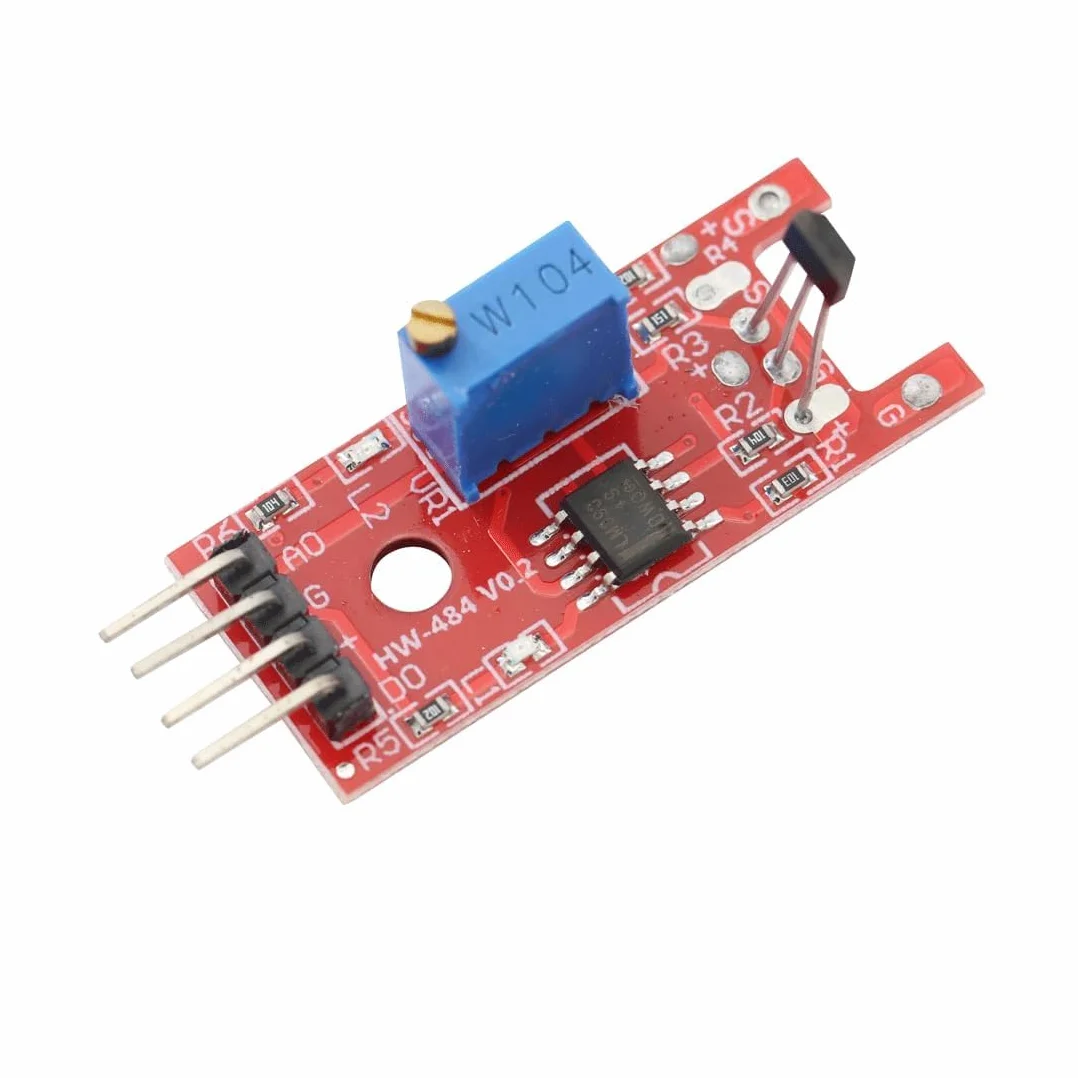 KY-024 Sensor magnético Hall lineal CC 5 V Sensor de efecto Hall LM393 con sonda de inducción magnética Se puede utilizar para detectar la velocidad y la posición de motores (Paquete de 3)