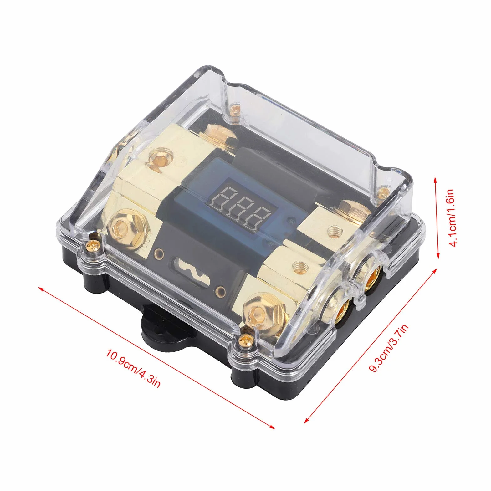Bloque de soporte de disyuntor de 100 A con pantalla de voltaje digital LED - 1 entrada, 2 salidas para sistemas de audio, yates y automóviles