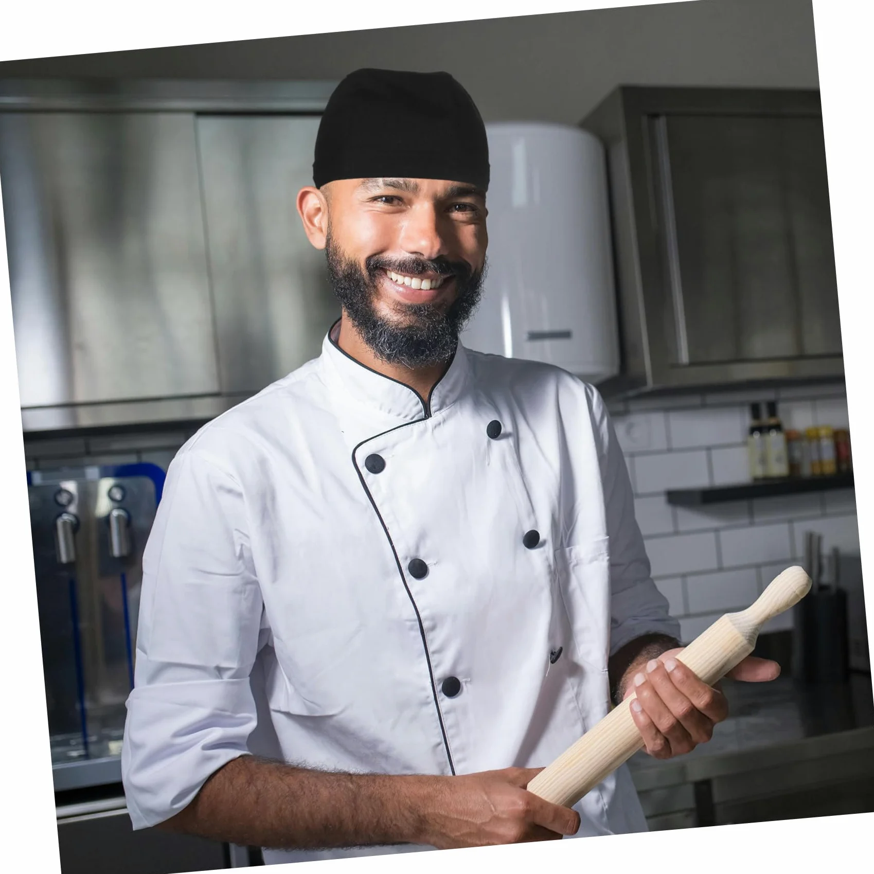 6 Gorros de Chef Negros de Algodón Cómodos y Ajustables para Cocina Profesional en Restaurante y Cafetería