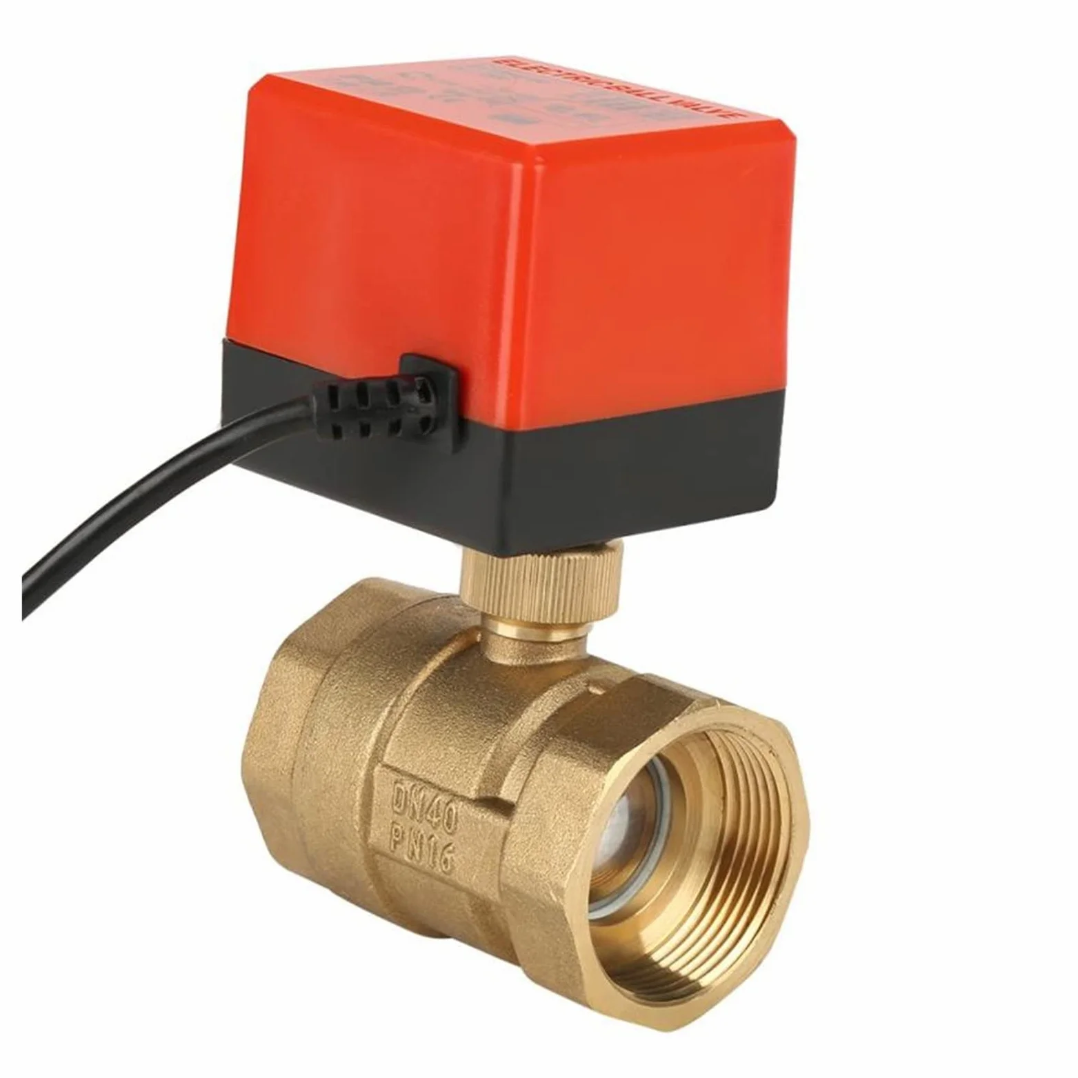 Genérico yaoqijie DC 24V DN40 Válvula de Bola de latón Válvula eléctrica 2 vías de válvula eléctrica de la válvula de Bolas motorizada de latón G1-1/2 Lasting