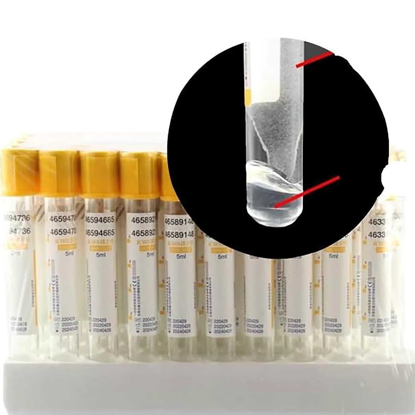 100 tubos de extracción de sangre, tubos de vacío de vidrio con gel de separación amarillo y coagulante, visibilidad mejorada, tubos centrífugos de laboratorio para muestreo