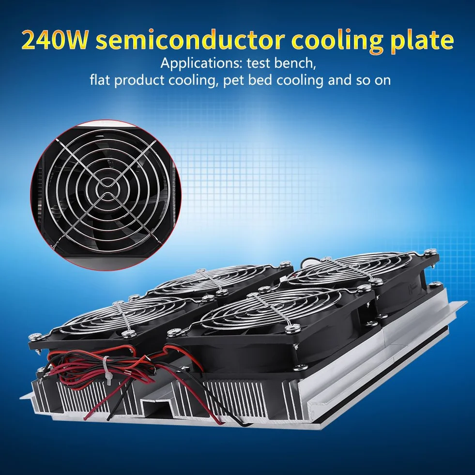 Refrigerador de placa fría termoeléctrico Peltier de refrigeración de semiconductores de bajo ruido portátil de 240 W con ventilador para refrigeración de espacios pequeños