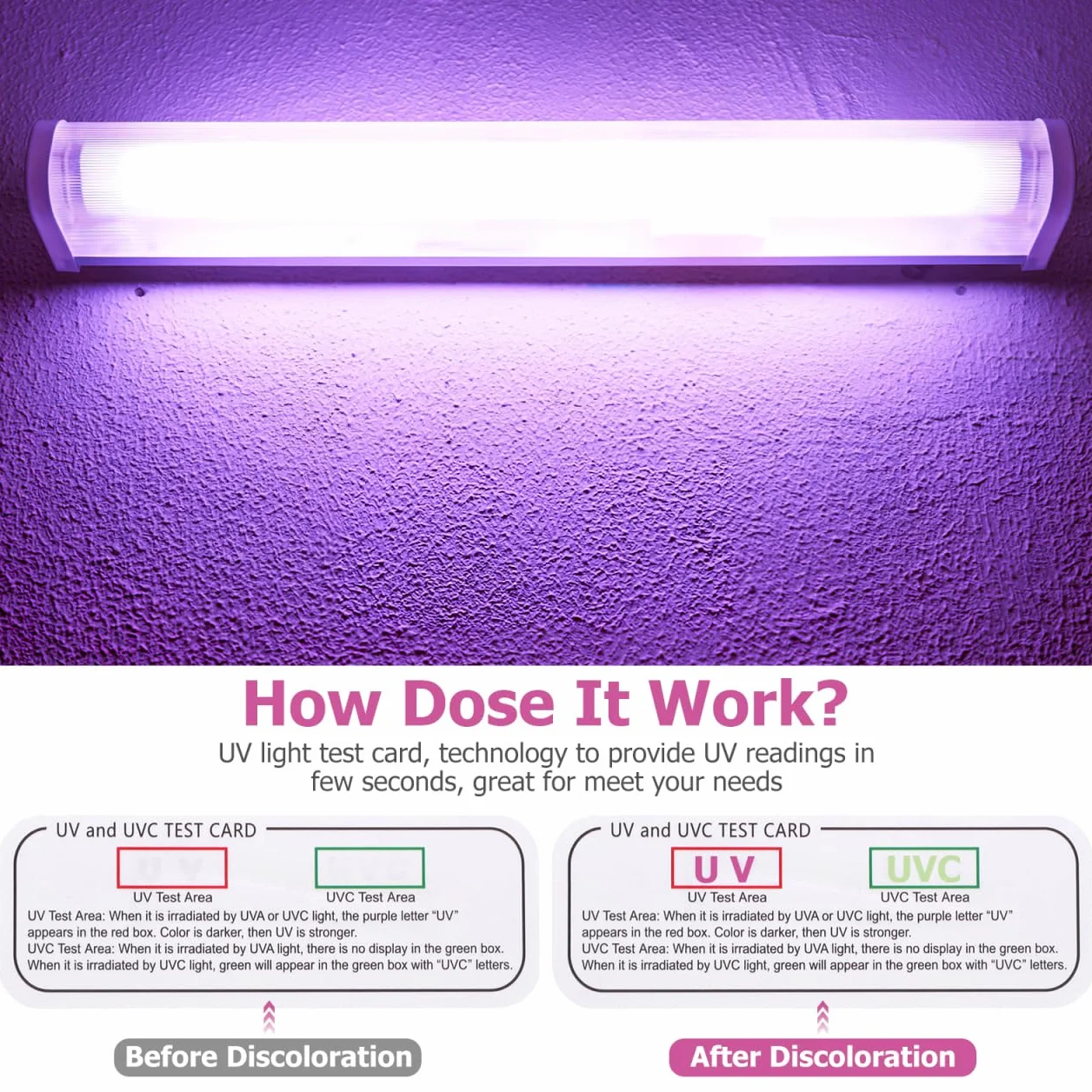Cabilock 25 Tarjetas De Prueba UV UVC-UVA Indicadores Luz Ultravioleta 2.75x0.98x0.19in