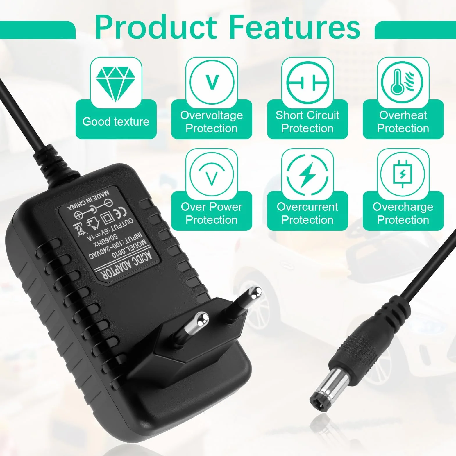 Cargador de Vehículo Eléctrico para Niños 6V 1A Conector 5,5 mm * 2,5 mm