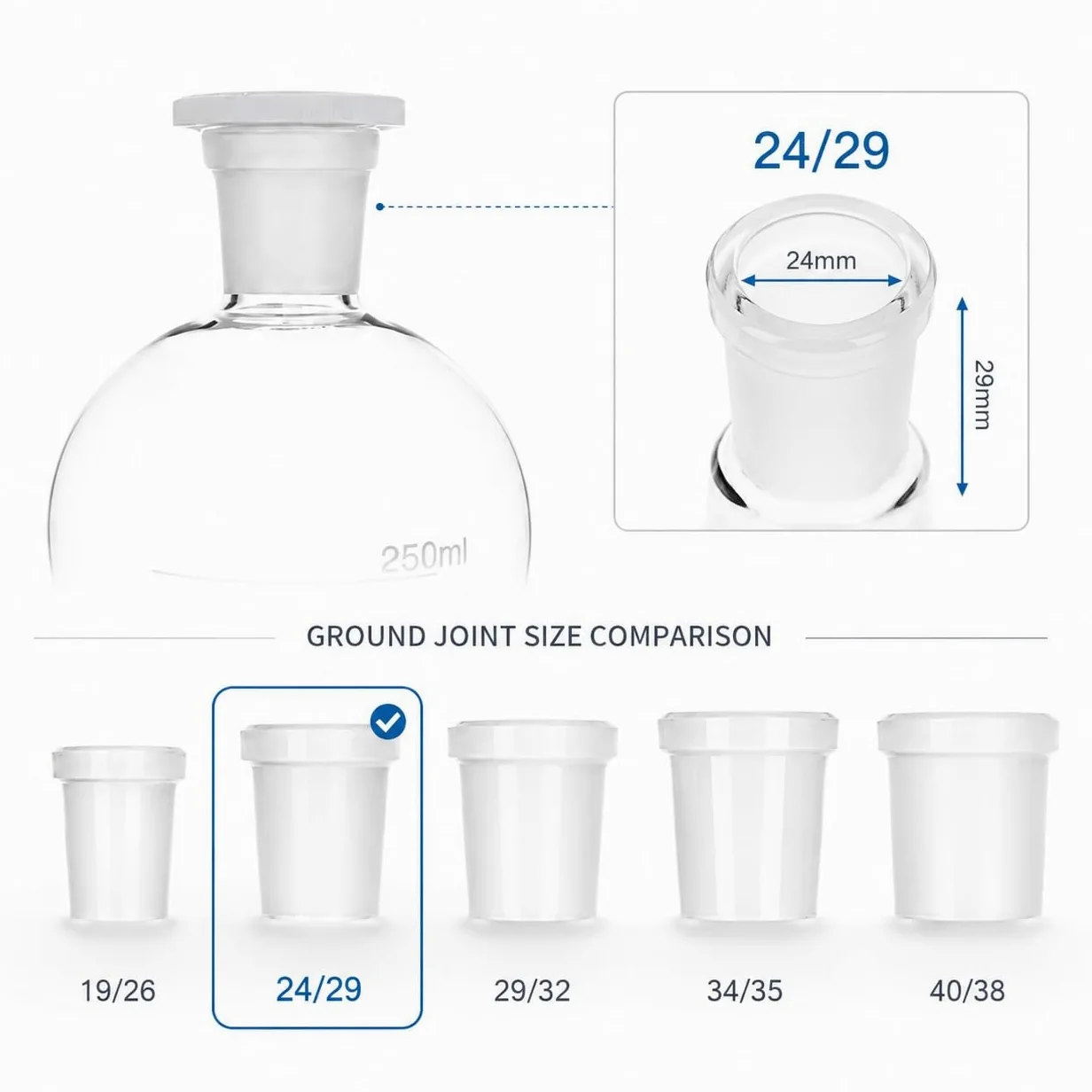 Embudo Decantación Vidrio Borosilicato Llave PTFE Matraz Graduado-1000mL 24/29