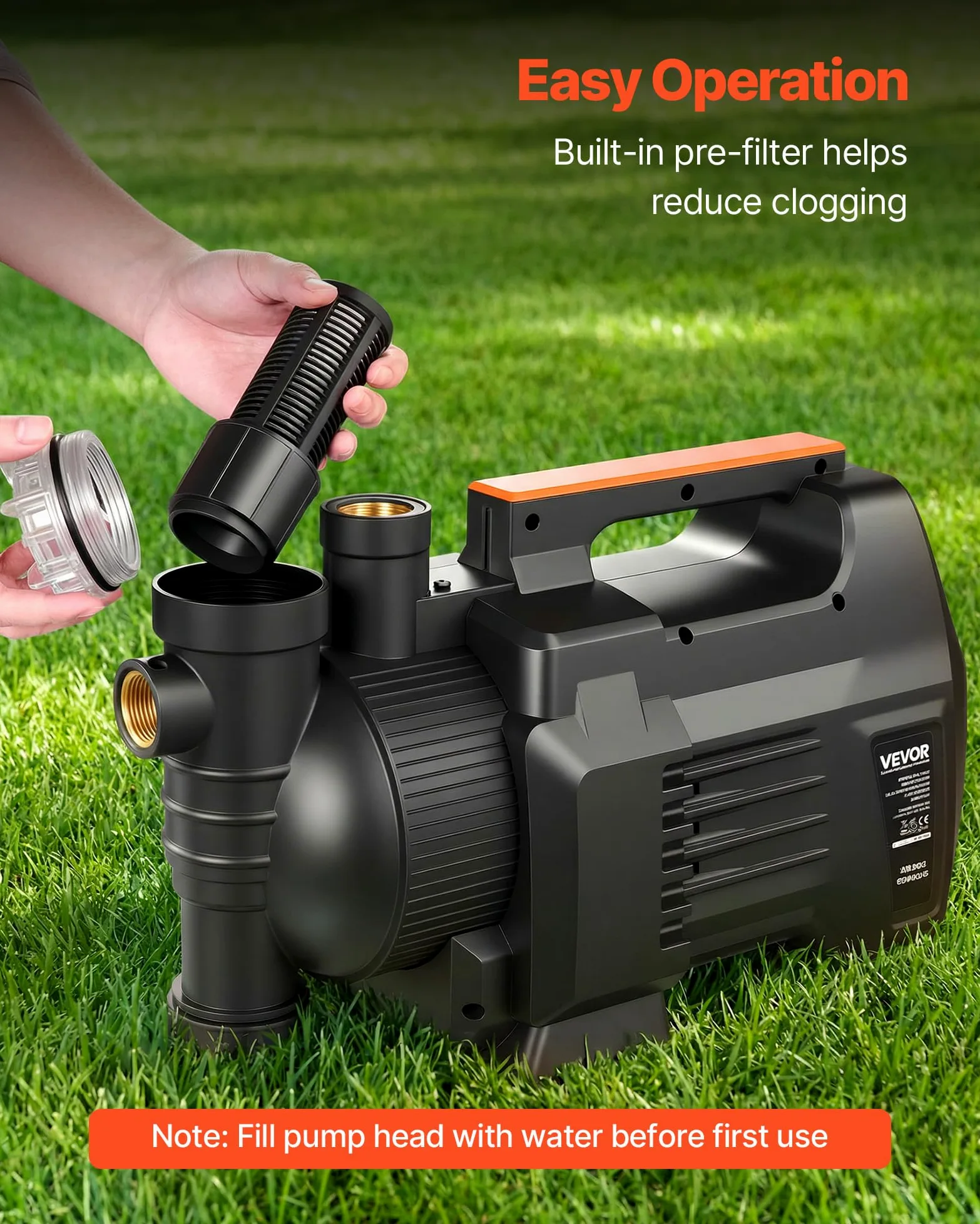 VEVOR Bomba de Chorro Electrónica de PP para Pozos Poco Profundos 1300 W 230 V, Caudal Máximo de 4800 L/h, Altura de Succión de 8 m, Control Electrónico Inteligente, para Riego de Jardines, Césped