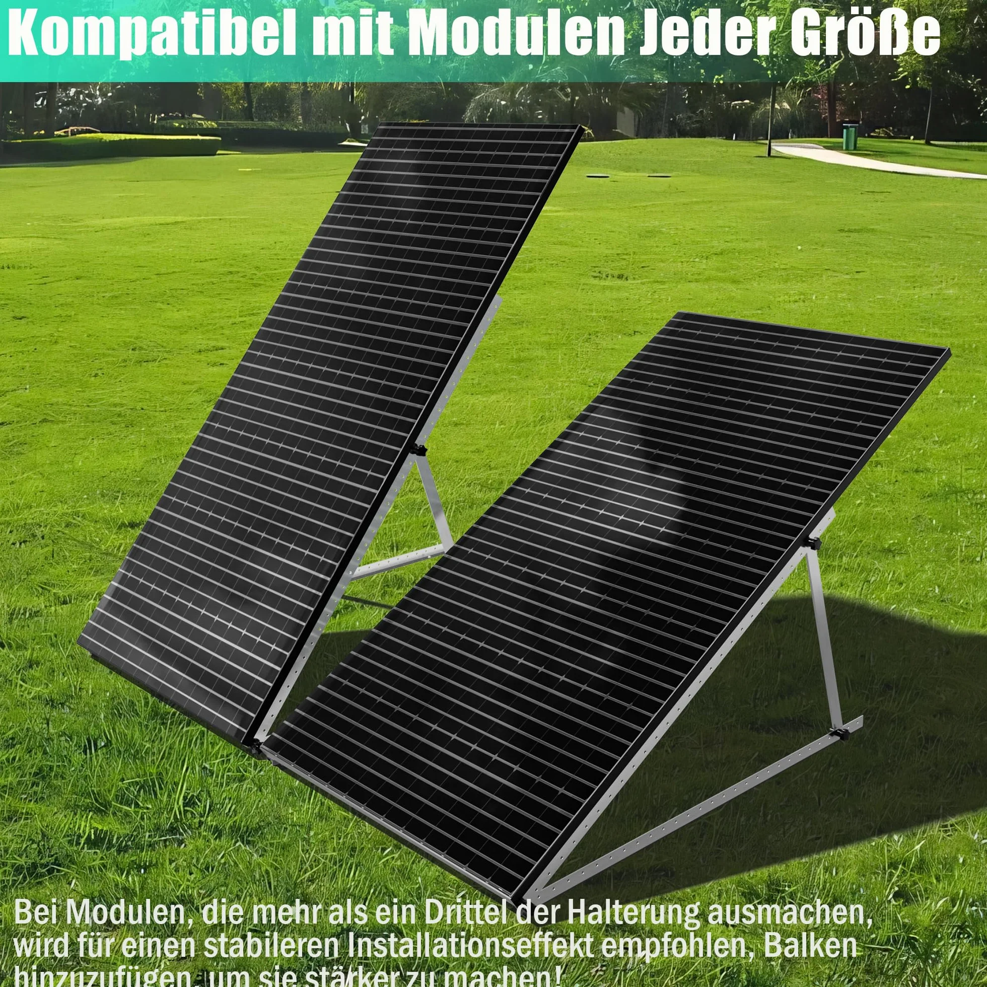 Warmfay 4 unidades de soporte para panel solar, 114 cm, 45 pulgadas, soporte de aluminio para central eléctrica de balcón con estructura de montaje, ángulo ajustable 0-90°, 100 W-1200 W, módulo solar