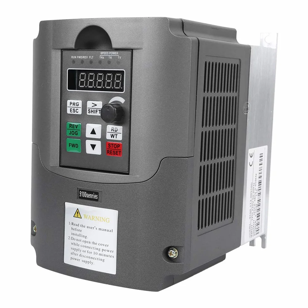 Oumefar Inversor VFD 5.5KW, Convertidor Frecuencia 220V Monofásico a 380V Trifásico, Control Motor con Ventilación, Controlador de Motor con Variador de Frecuencia