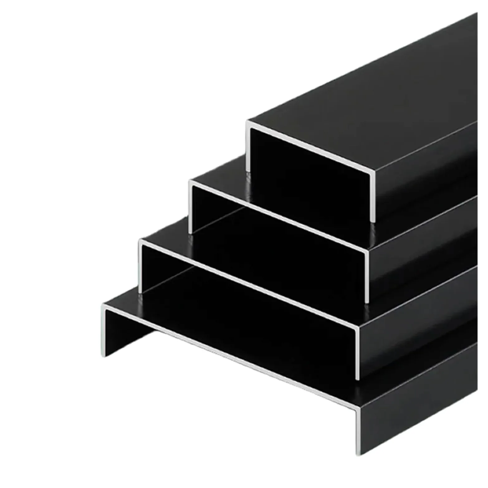 Perfil de aluminio en U, 6063 Aluminio Canal U Ranura Equilátera Negro 500mm 2 Piezas(56x25x50mm)