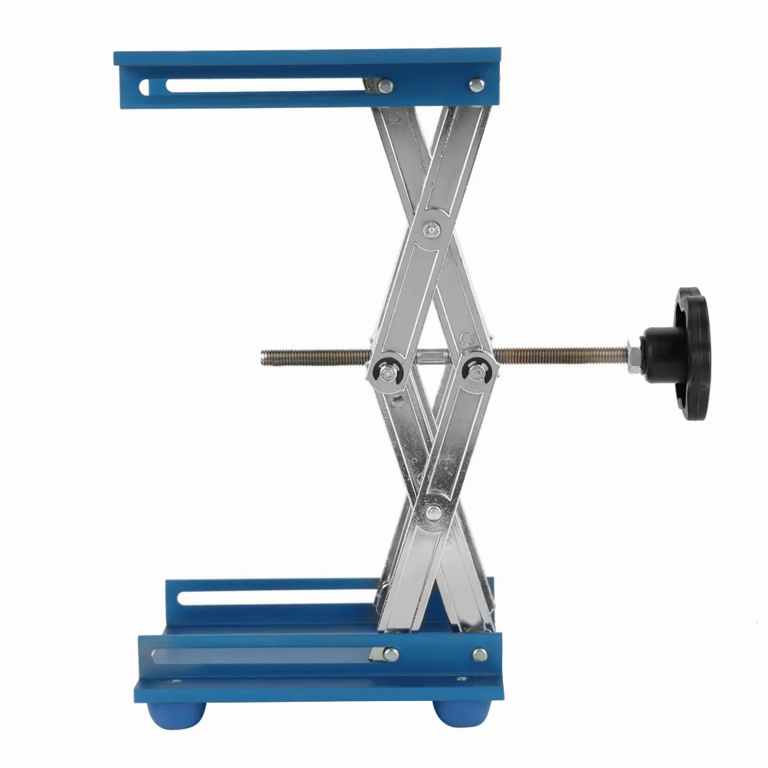 Soporte de plataforma de elevación de óxido de aluminio, estante de tijera para ajuste de altura de laboratorio, mesa de elevación ajustable resistente a la corrosión con plataforma de 150 x 150 mm