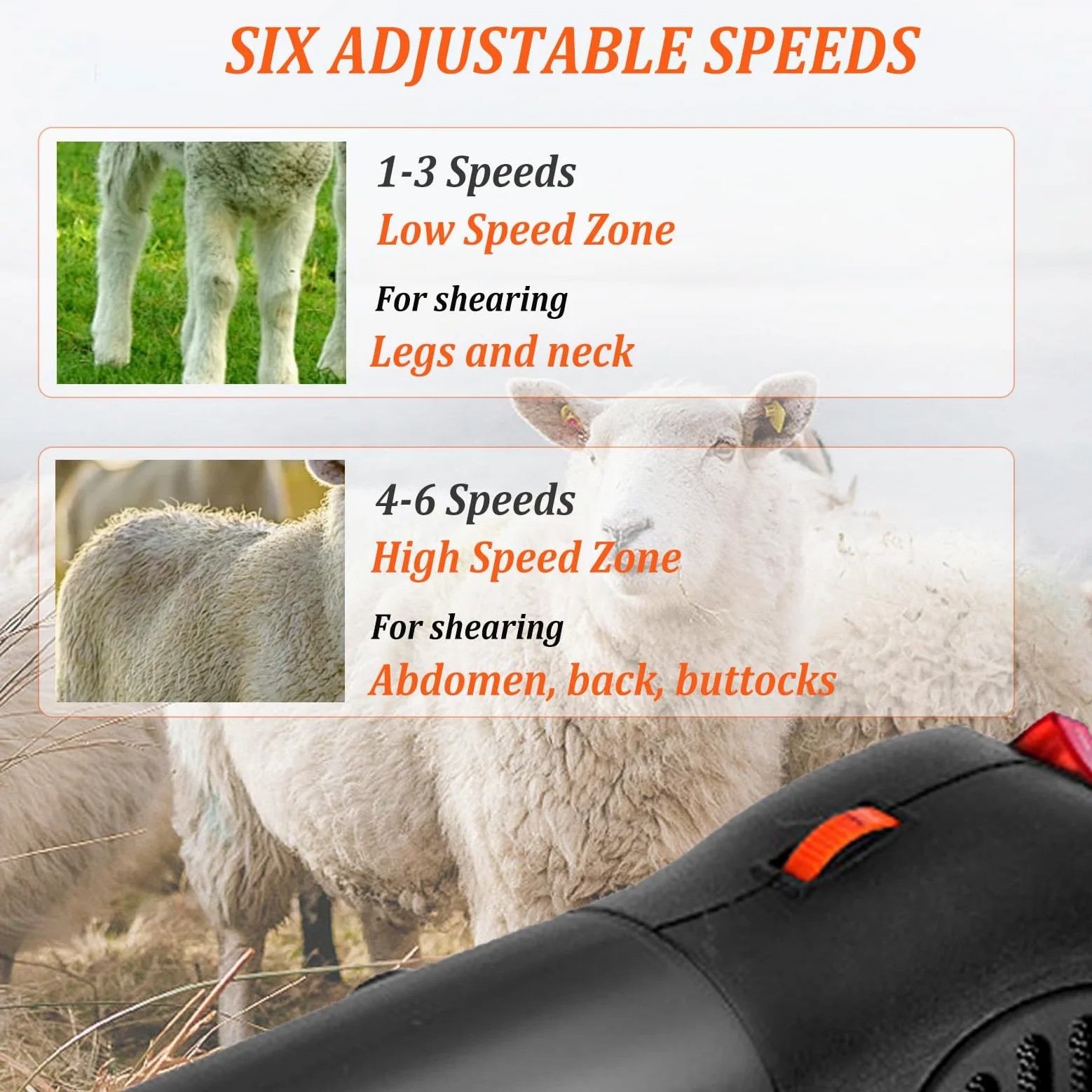 Tijeras Eléctricas para Ovejas 900W, 6-Velocidades Tijeras Profesionales para Ovejas, Cortadora de Pelo de Ganado de Granja,Ovejas, Lana, Cabras Corte de Pelo de Ganado de Granja