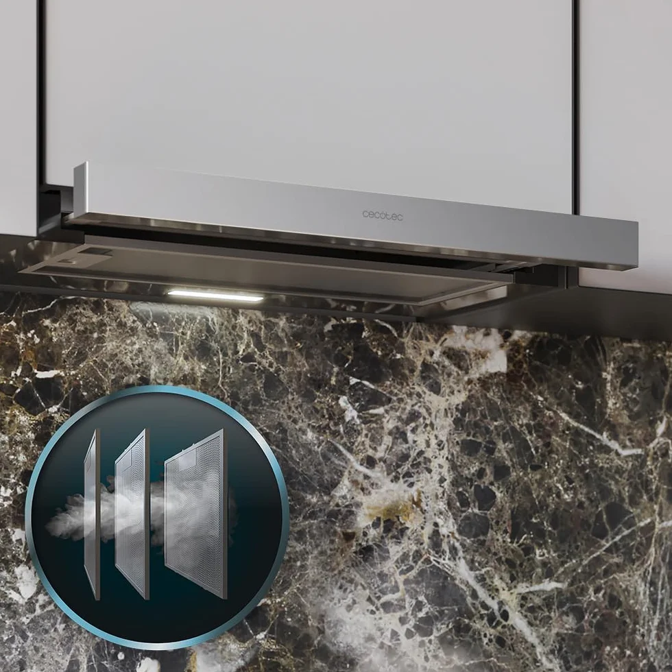 Cecotec Campana Extractora Telescópica 60 cm Bolero Flux TLM 603500 Inox 70W 350m3/h Control Mecánico