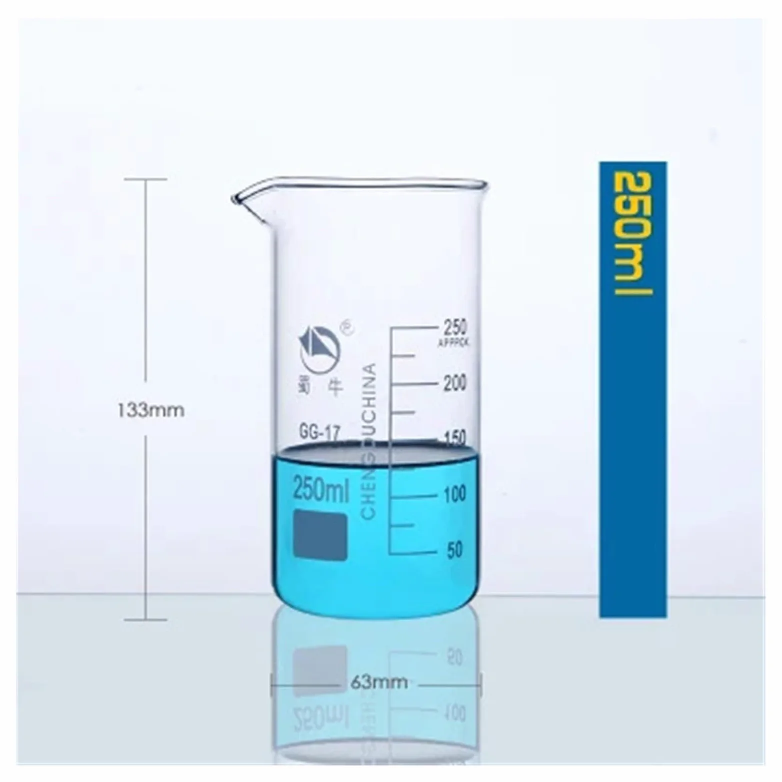 1 juego (100 ml, 250, 500, 1000 ml) de vasos graduados de vidrio de borosilicato en forma alta, vaso medidor de vidrio, equipo de laboratorio