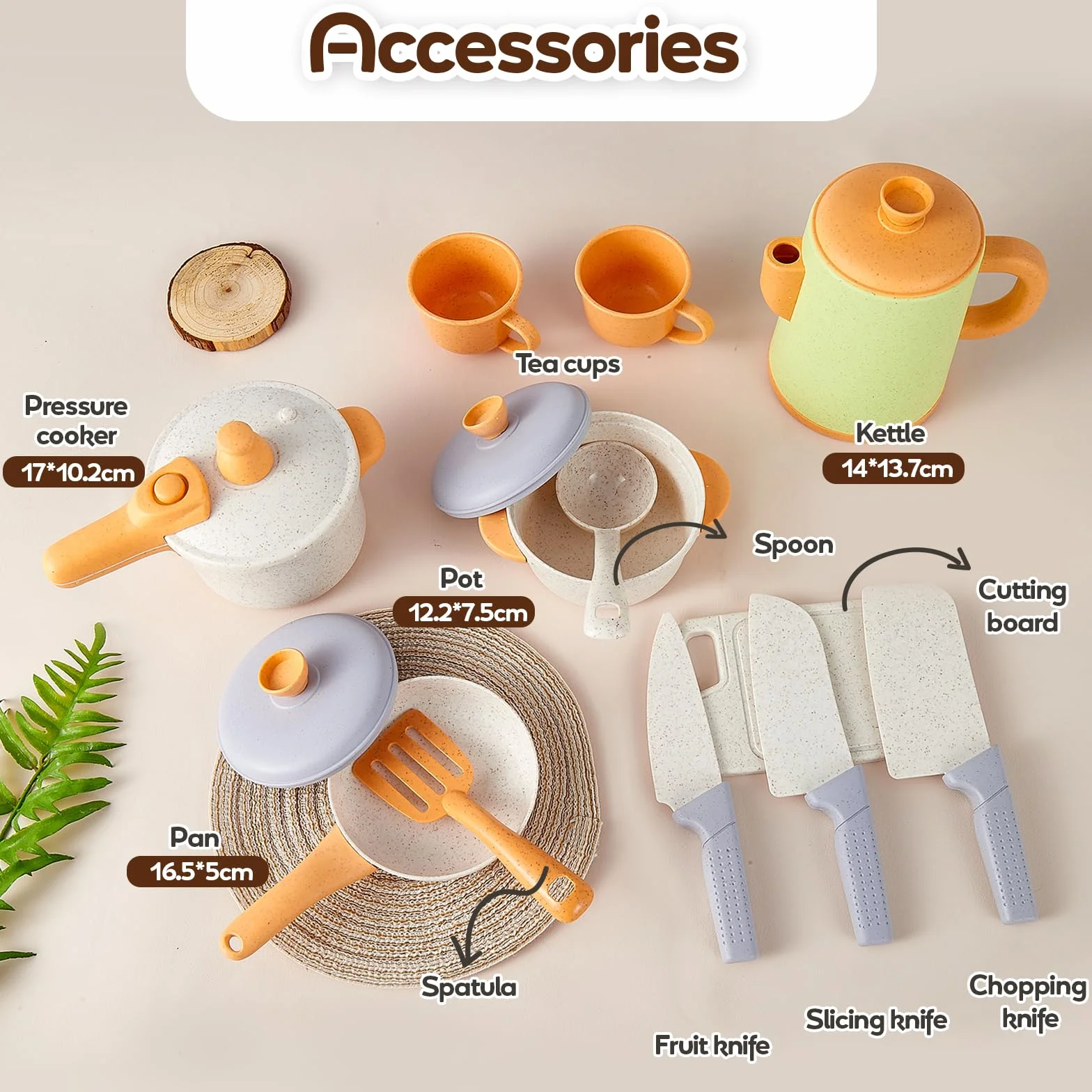 HYAKIDS Juego de Cocina para Niños, Ollas y Sartenes, Utensilios de Chef 3-5 Años