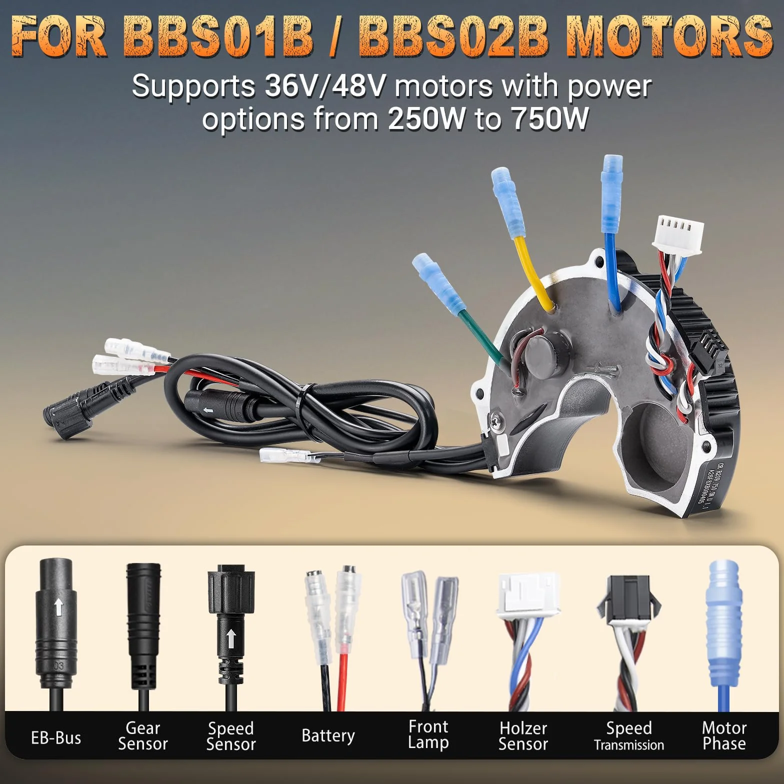 BAFANG Controlador de accionamiento intermedio Octogonal para Motores BBS, con conexión de Faros y conexión de sensores de conmutación al último Modelo