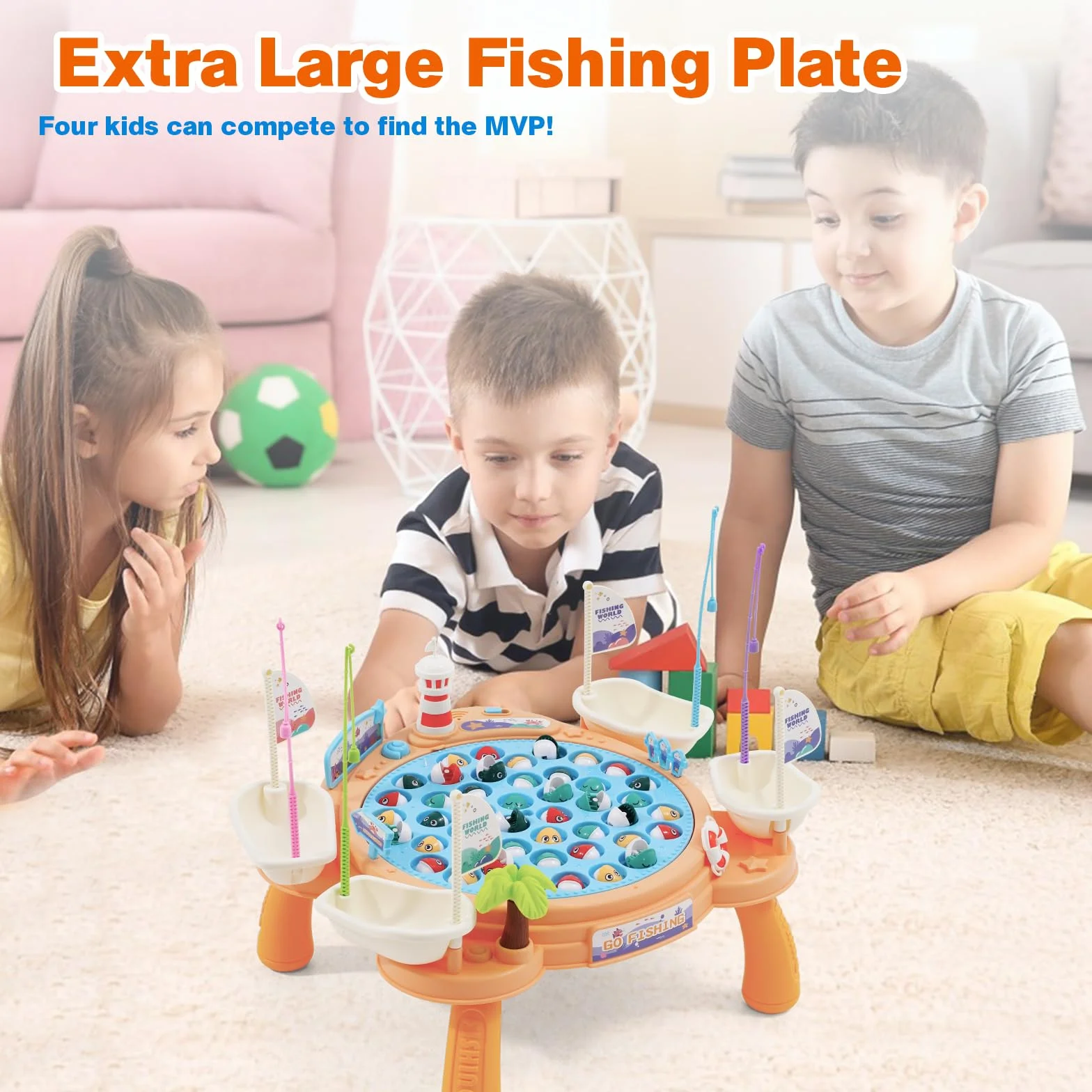 Juego de Pesca Musical Eléctrico con 45 Peces, Educativo para Niños 3-6 Años