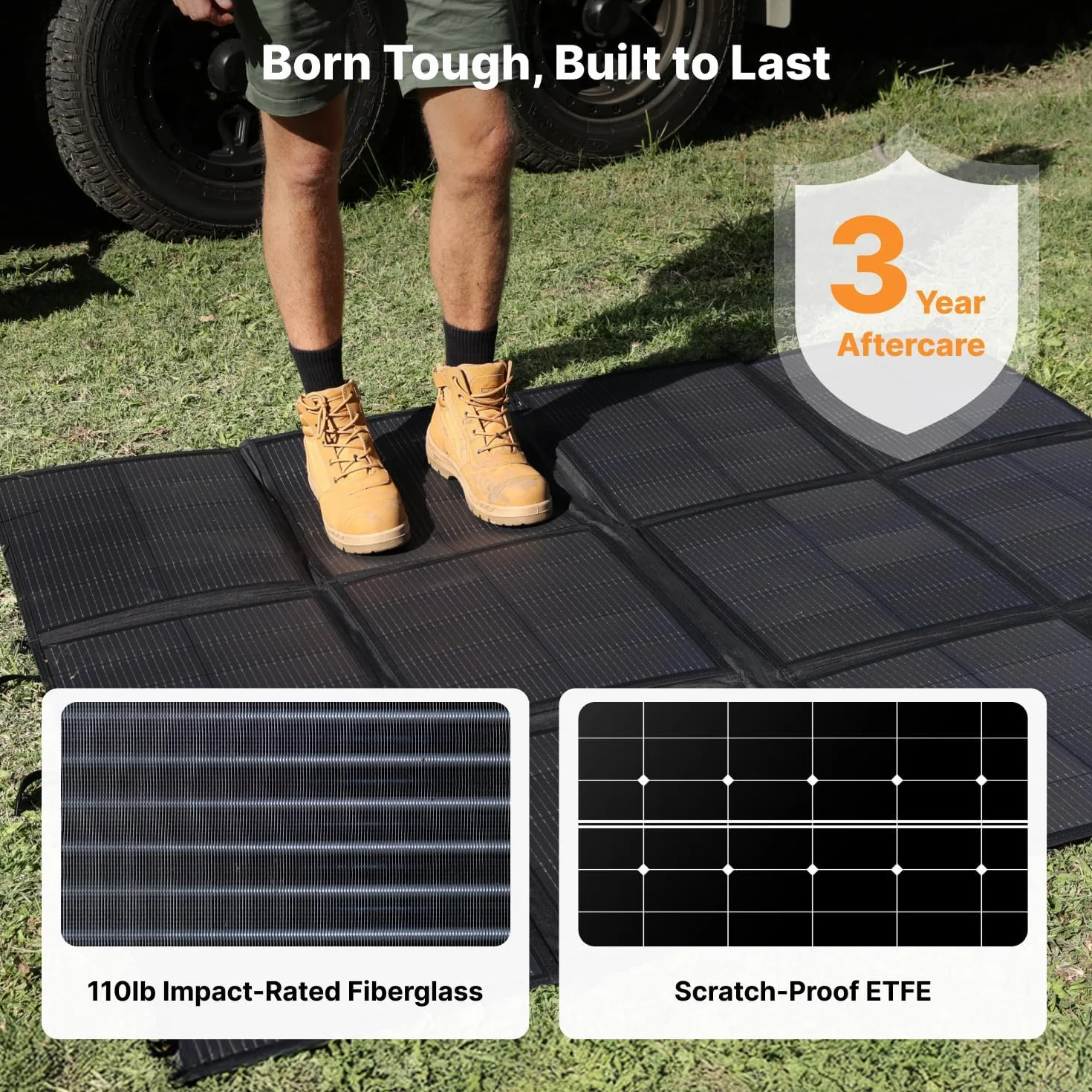 Panel solar portátil de 440 W, bolsa solar plegable de 17 libras, divide 2 mantas solares de 220 W, 25% de alta eficiencia, cargador de panel solar ligero para camping, RV, SUV, marina