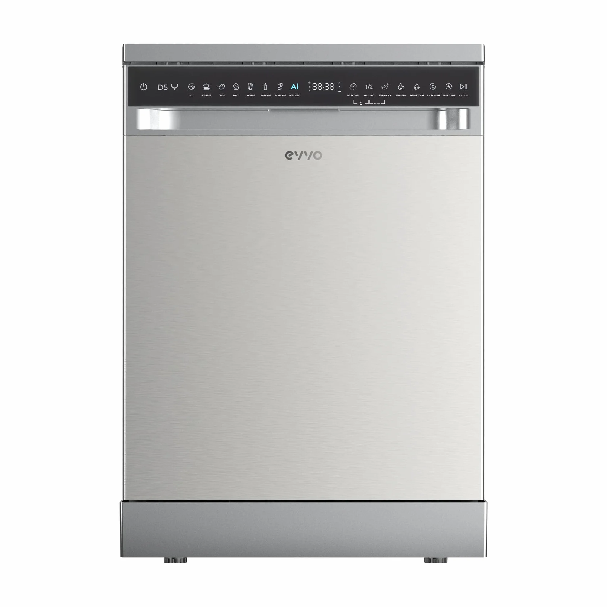 Lavavajillas EVVO D5Y 16 cubiertos 45 dB 8 programas libre instalación 60 cm Inox