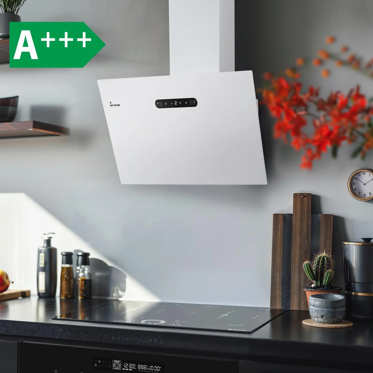 KKT KOLBE Campana extractora 60 cm A+++ blanco metal iluminación LED control de gestos SensorTouch